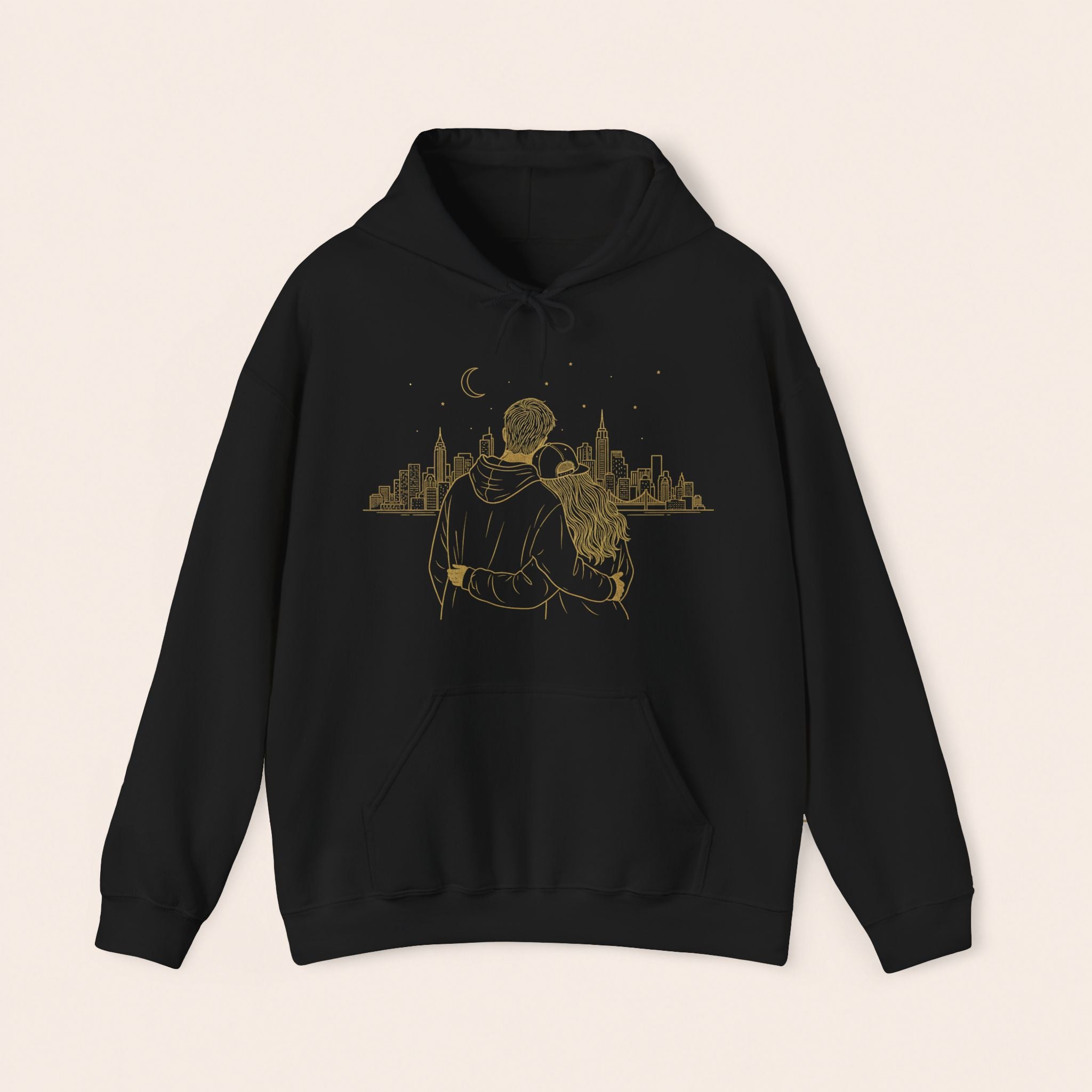 Couple Silhouette Hoodie – Romantic Cityscape 'Together' Pullover