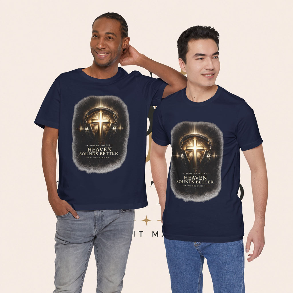 Youth Christian T‑Shirt - "Heaven Sounds Better" Cross Headphones Graphic Tee