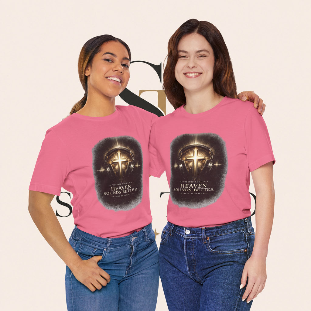 Youth Christian T‑Shirt - "Heaven Sounds Better" Cross Headphones Graphic Tee