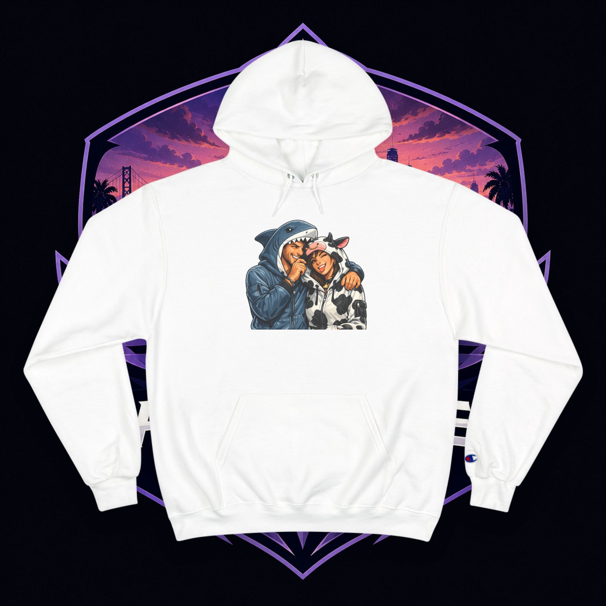 SC Vintage-Inspired Champion Hoodie — Cozy Retro Couple Graphic
