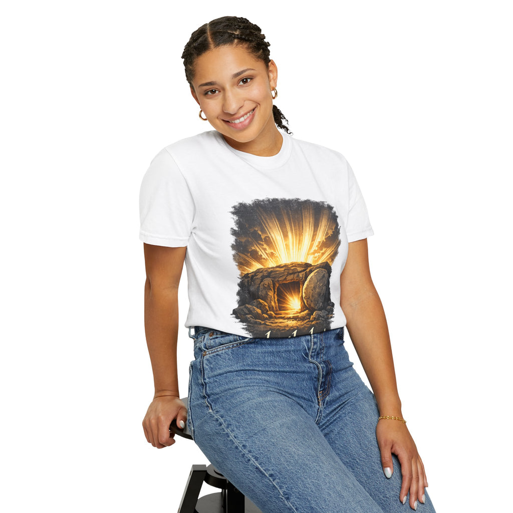 T-Shirt — Sunrise Tomb Graphic ‘death, lost.’ Memorial Tee