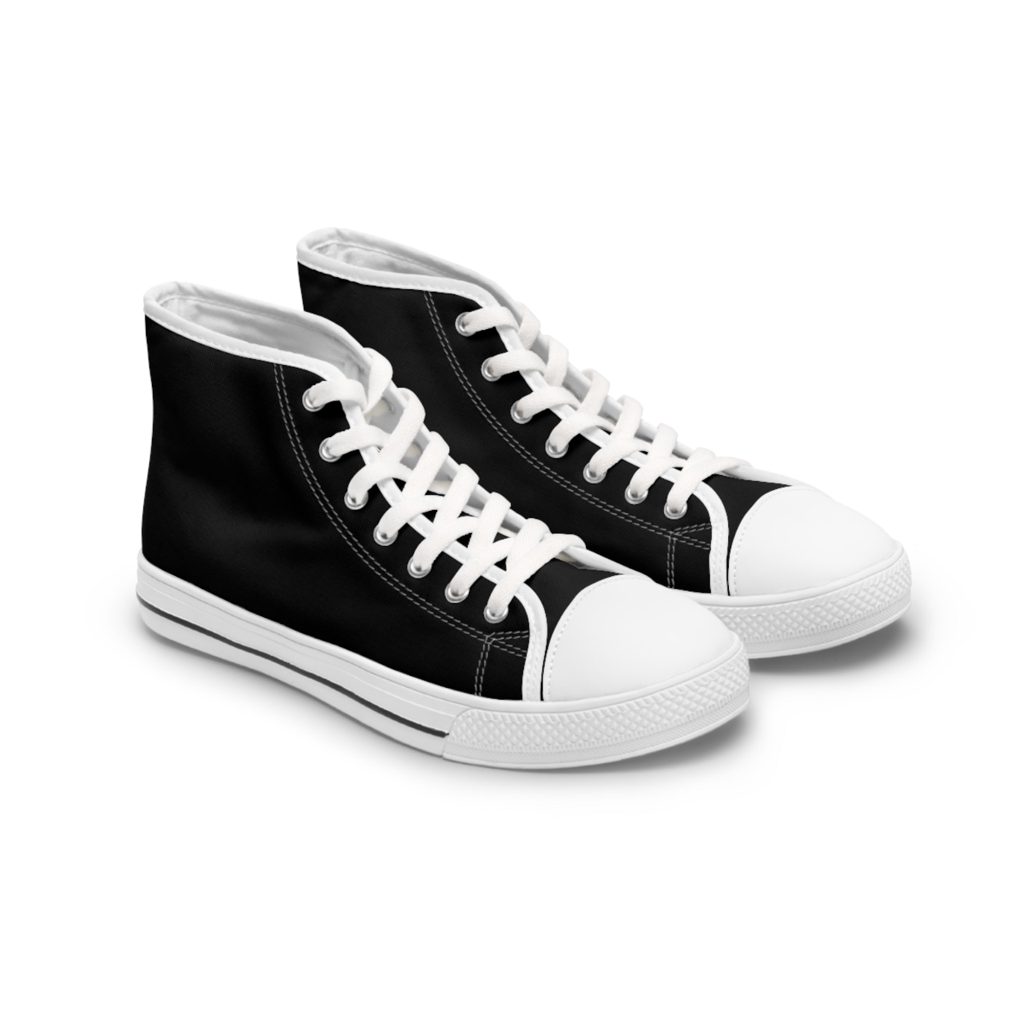 Black High Top Sneakers — Classic Women's Canvas Lace-Up Shoes
