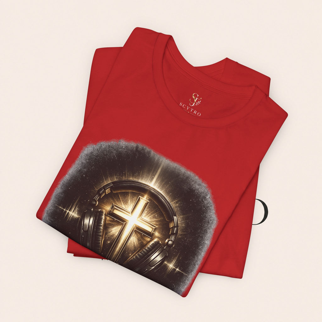 Youth Christian T‑Shirt - "Heaven Sounds Better" Cross Headphones Graphic Tee