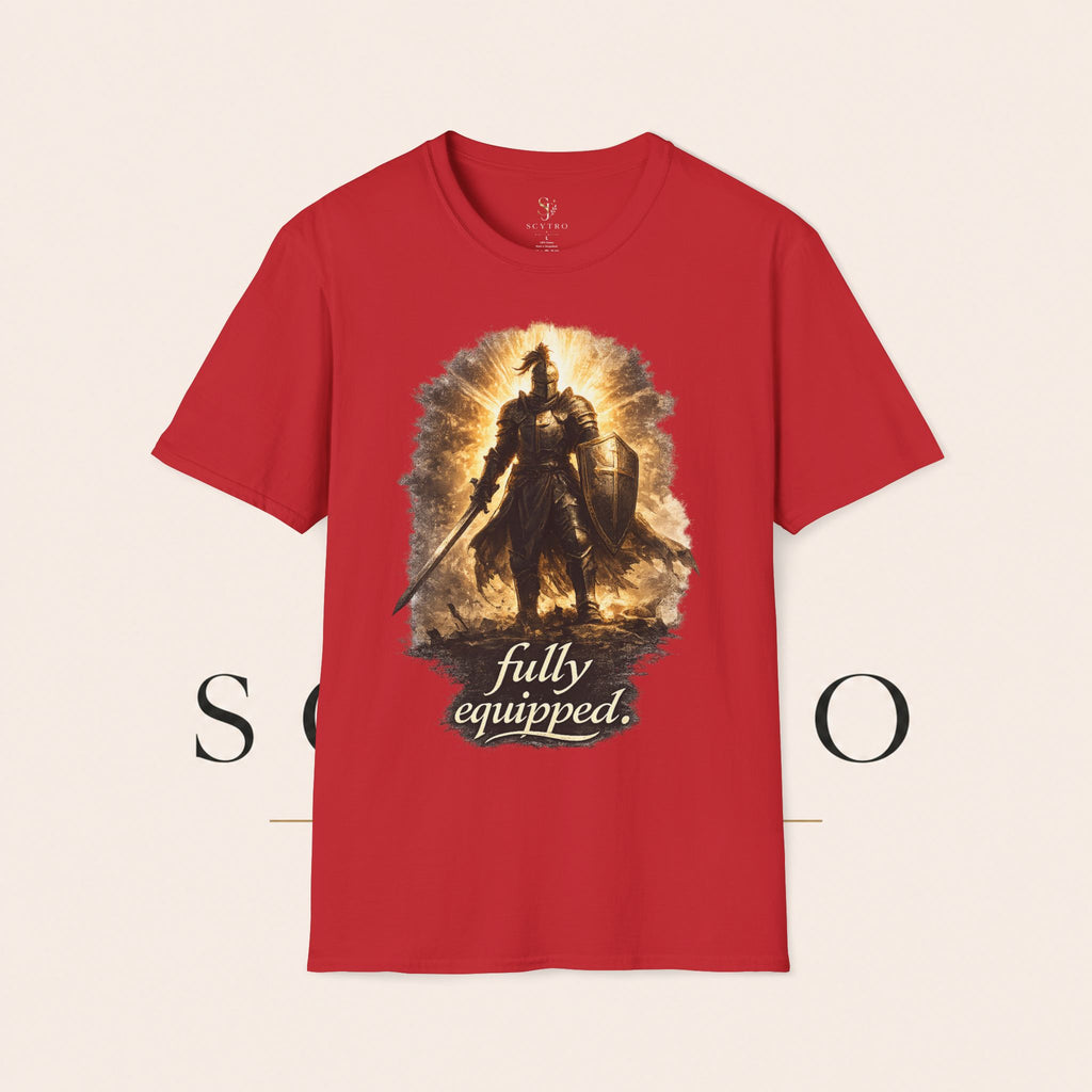 Knight Graphic T-Shirt — 'Fully Equipped' Medieval Armor Gamer Tee