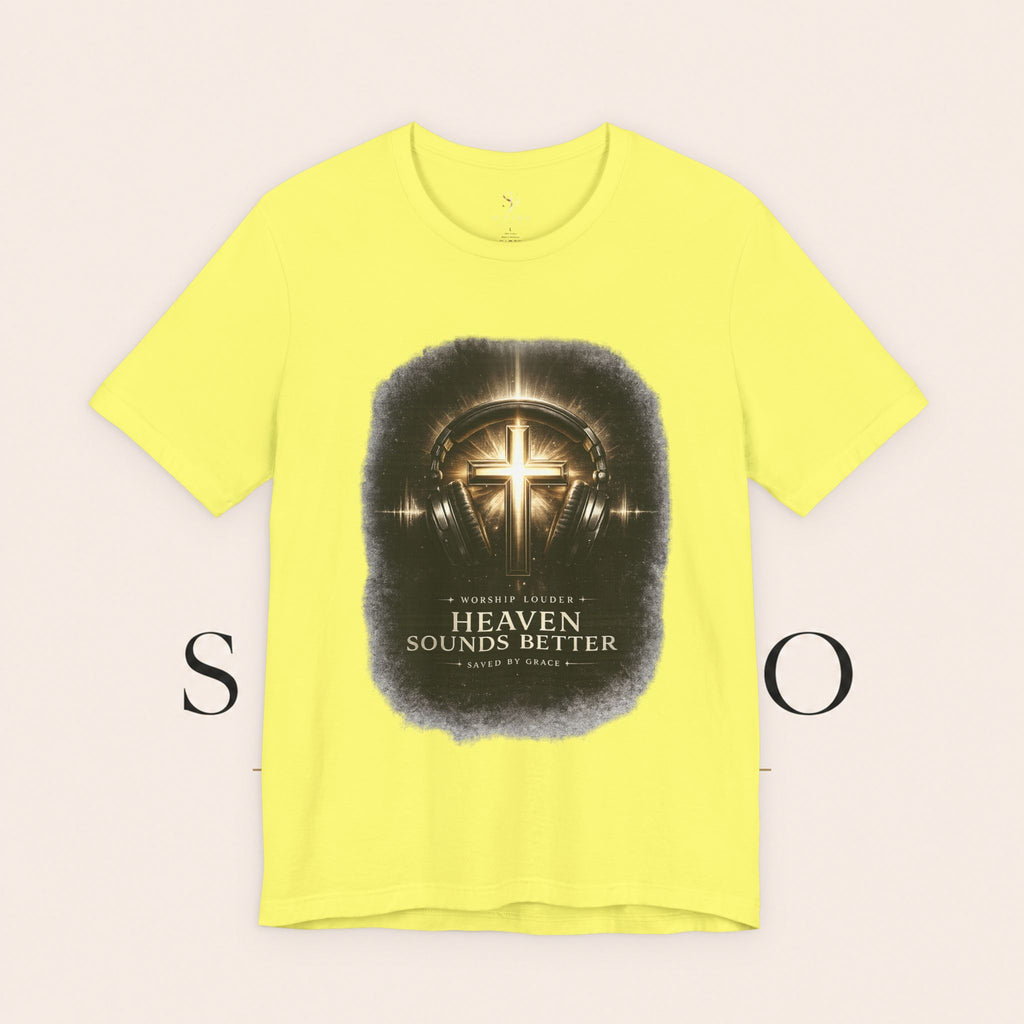 Youth Christian T‑Shirt - "Heaven Sounds Better" Cross Headphones Graphic Tee