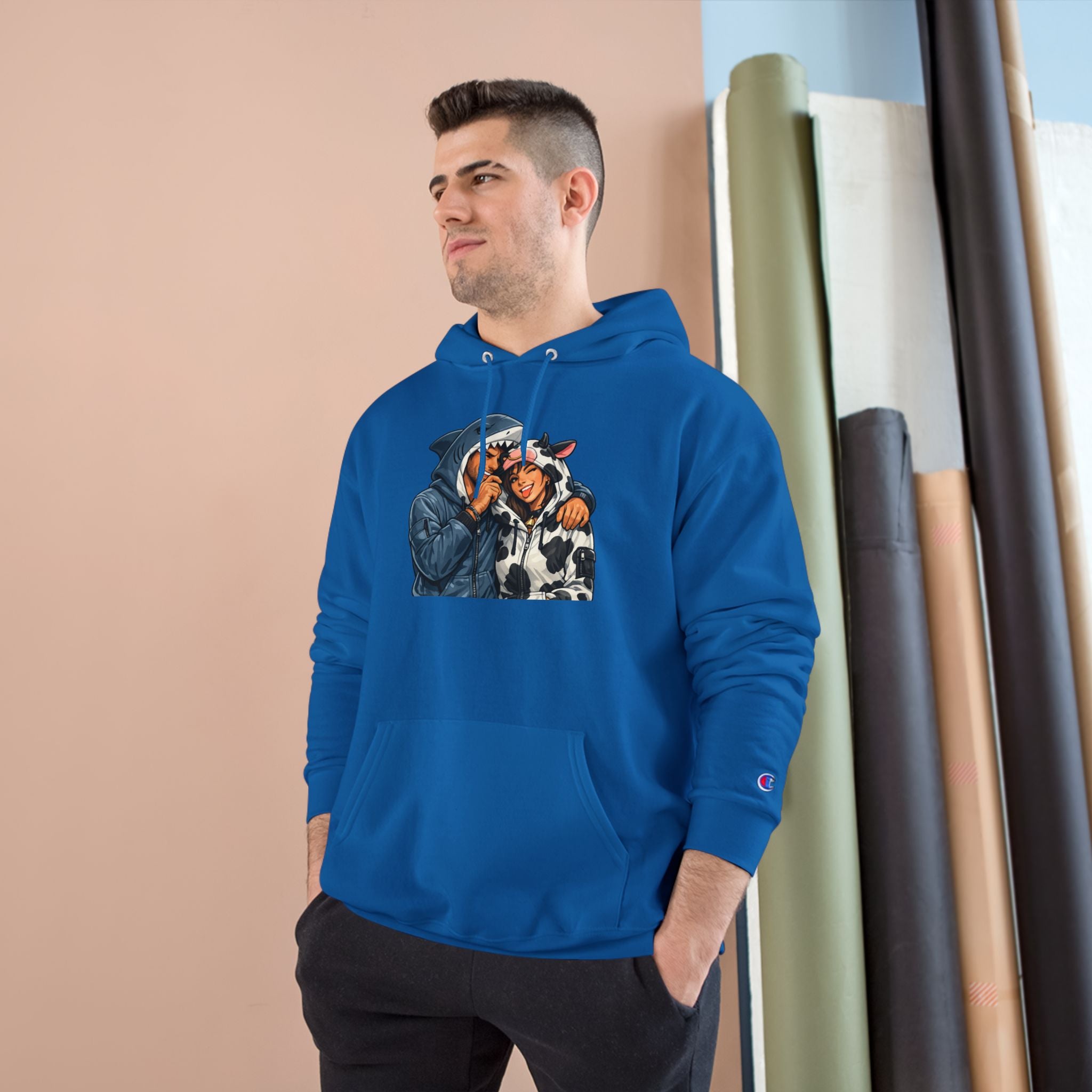 SC Vintage-Inspired Champion Hoodie — Cozy Retro Couple Graphic