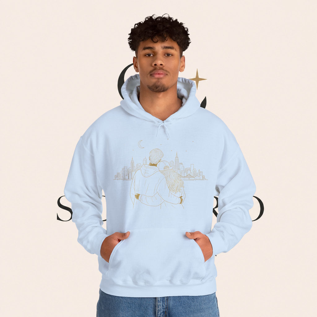 Couple Silhouette Hoodie – Romantic Cityscape 'Together' Pullover
