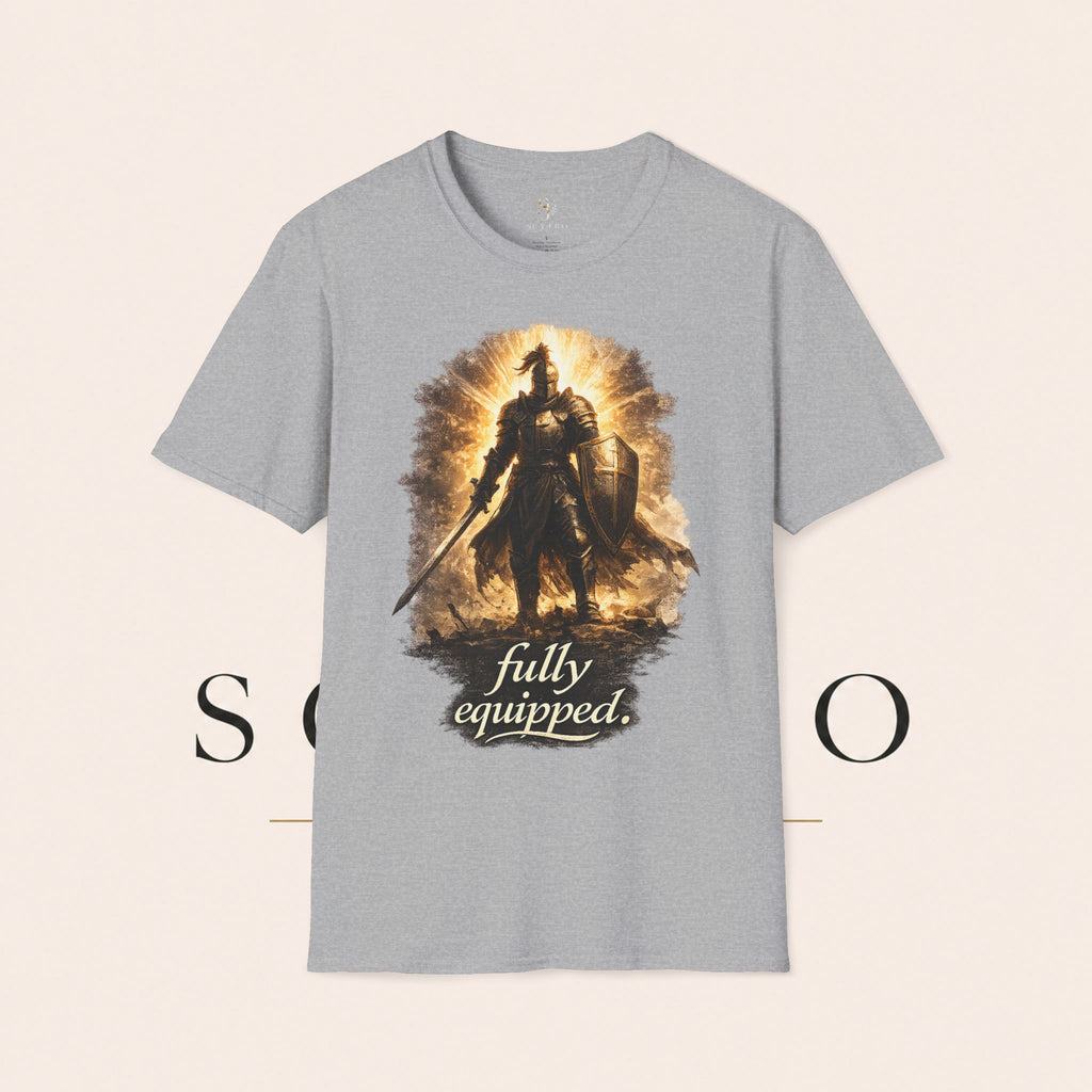 Knight Graphic T-Shirt — 'Fully Equipped' Medieval Armor Gamer Tee