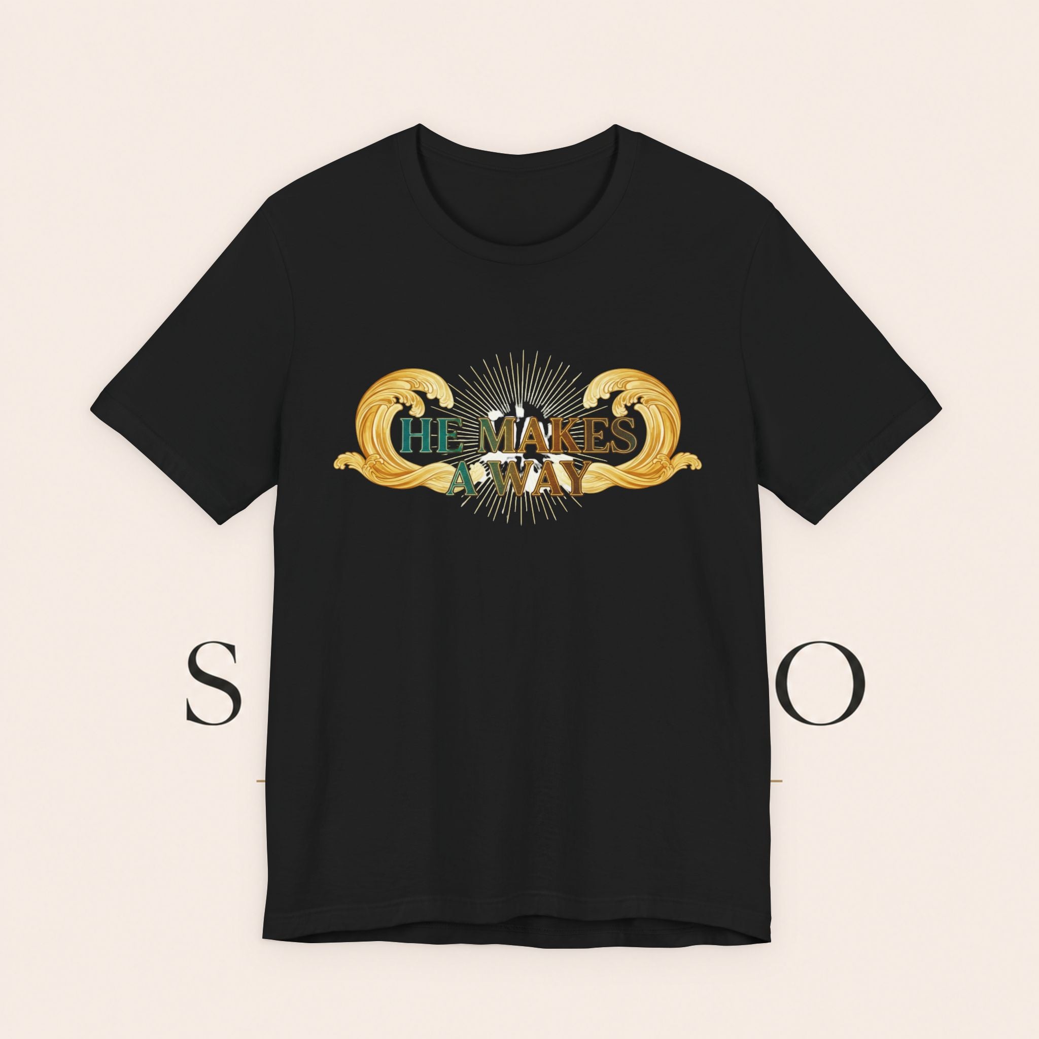 He Makes A Way T-Shirt — Faith Christian Tee with Parting Seas Back Graphic