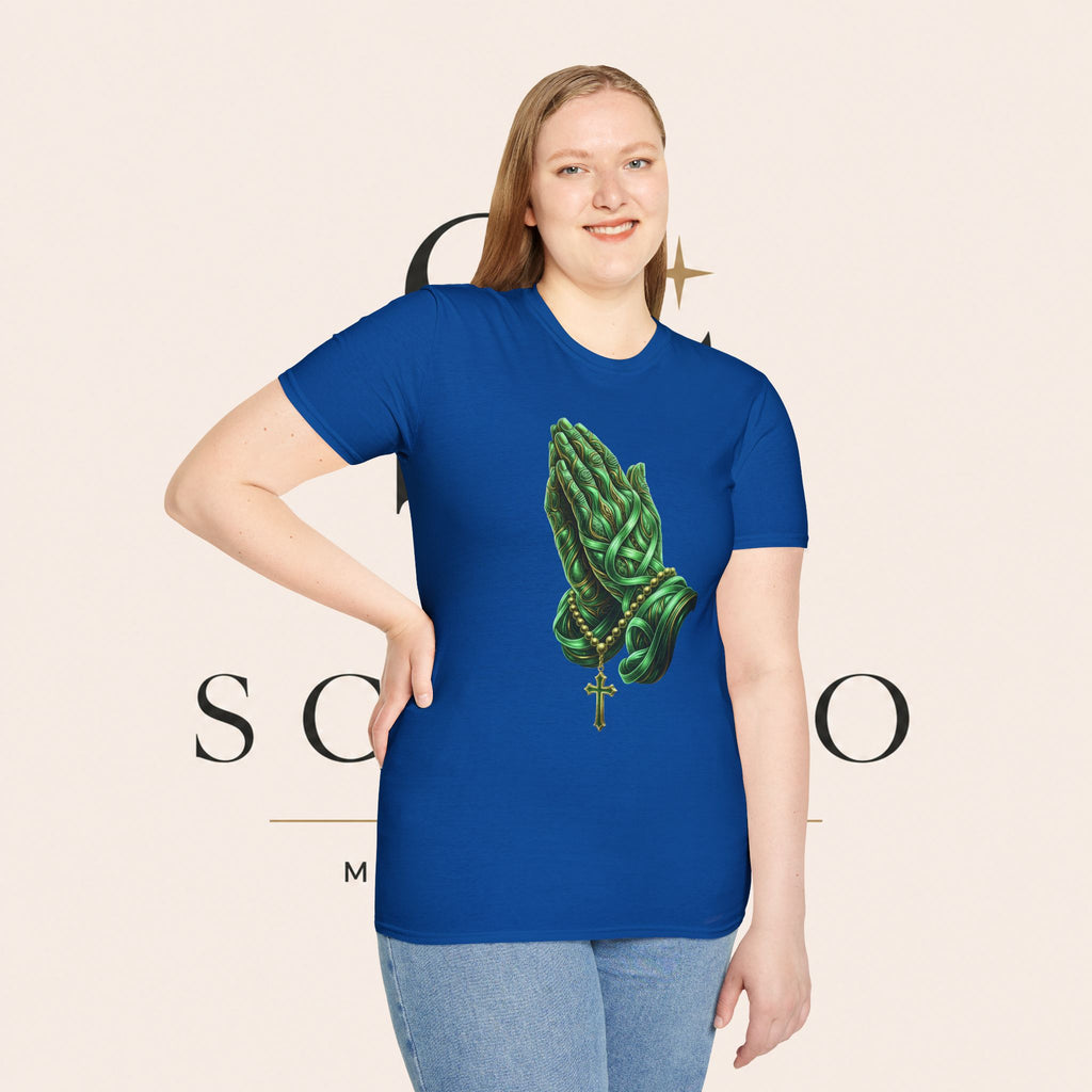 Praying Hands T‑Shirt — Green Vines Prayer Hands Graphic Tee