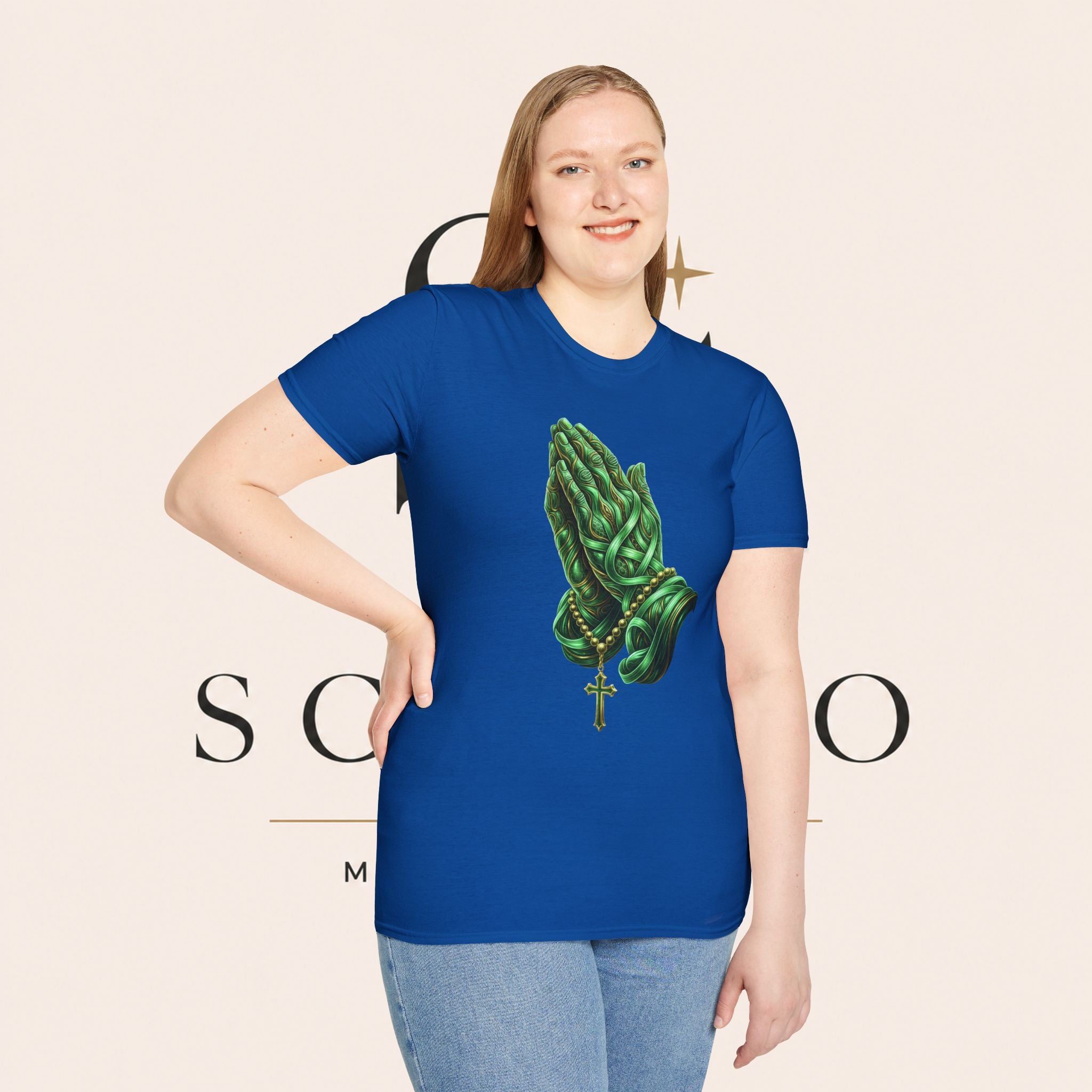Praying Hands T‑Shirt — Green Vines Prayer Hands Graphic Tee