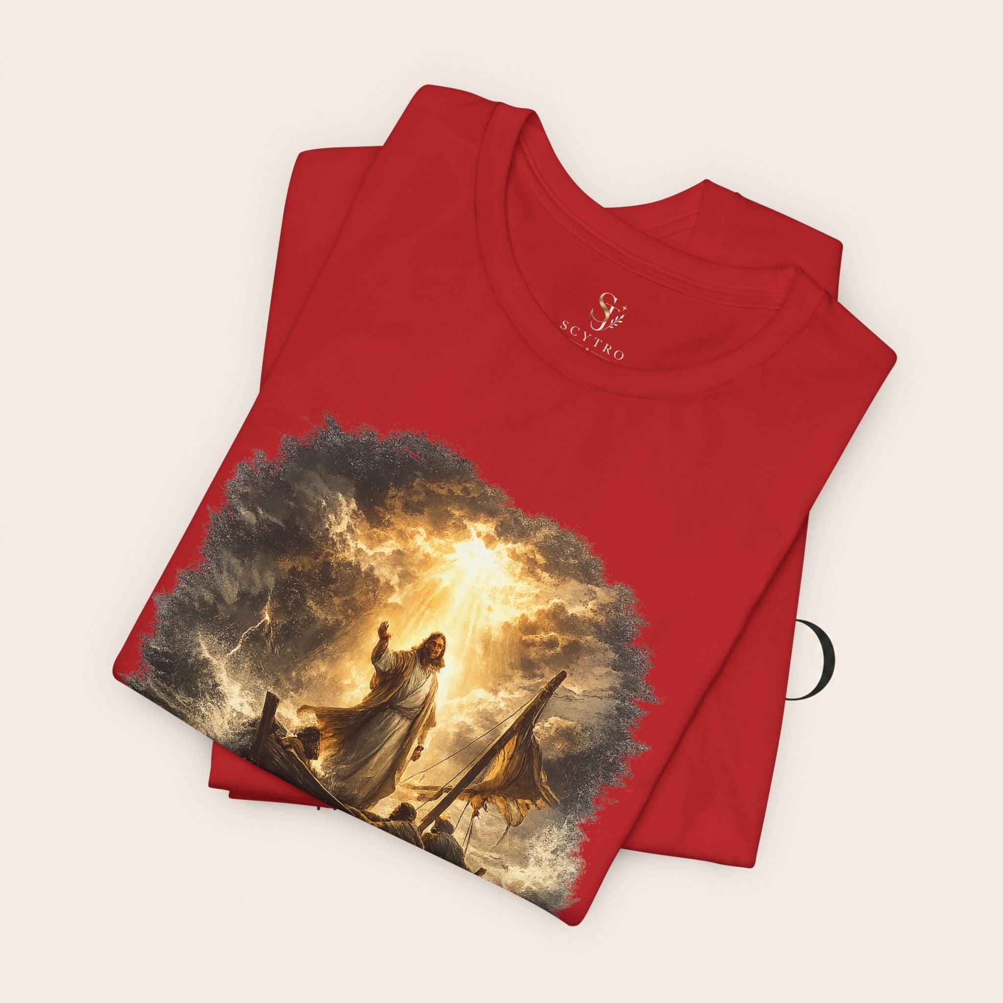 Peace Speaks Louder Christian T‑Shirt — Jesus Calming the Storm Faith Tee