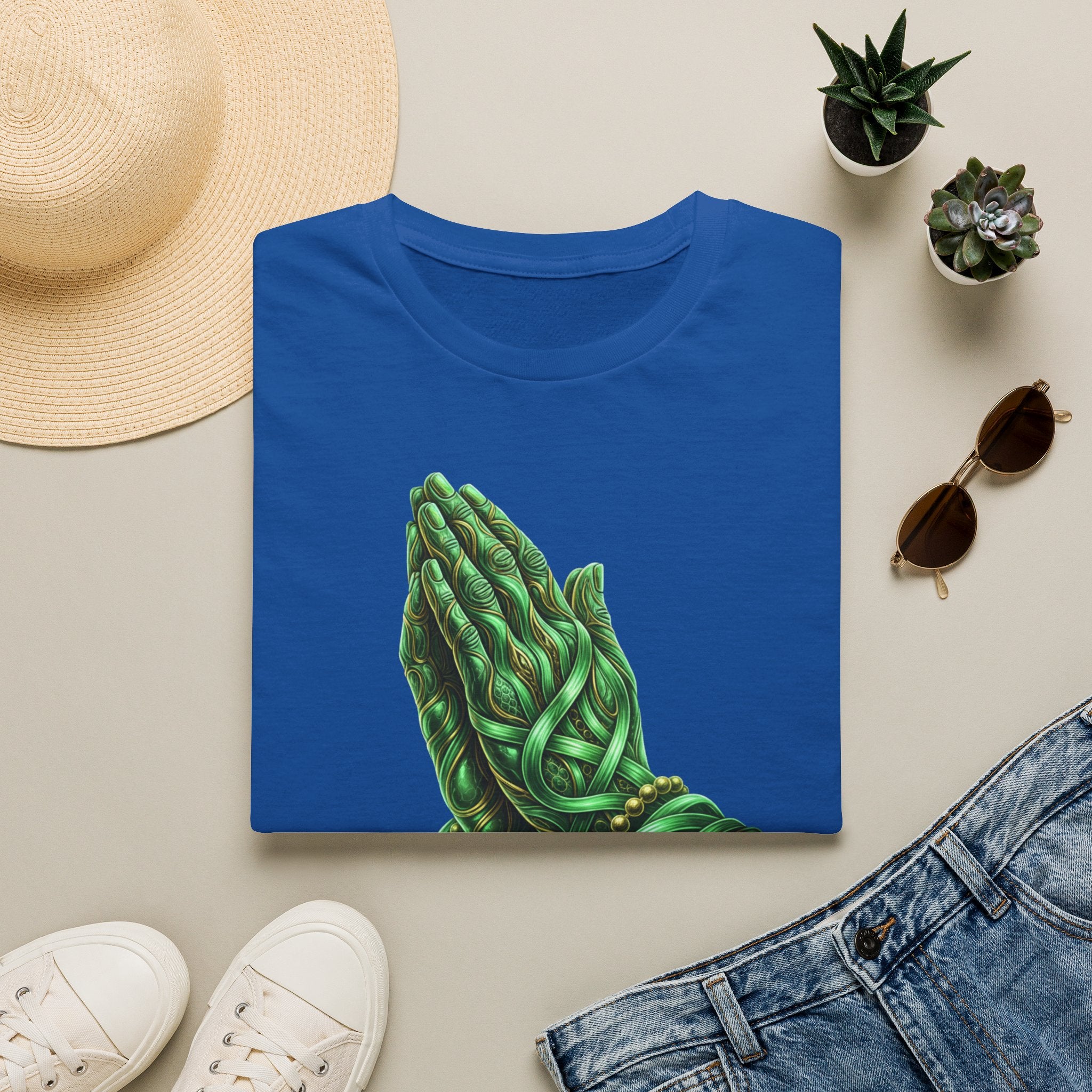 Praying Hands T‑Shirt — Green Vines Prayer Hands Graphic Tee