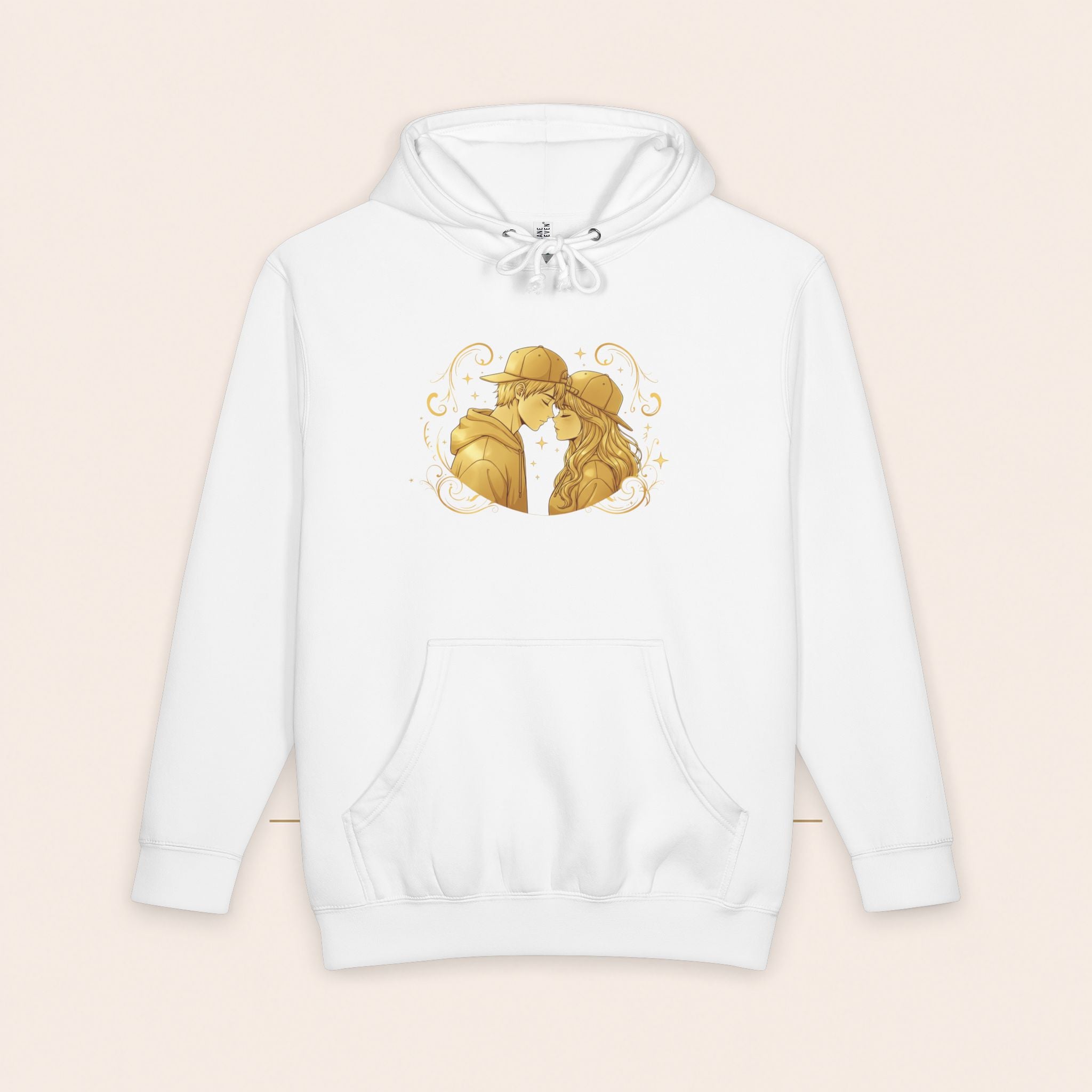 Romantic Golden Kiss Hoodie — Couples Illustration Pullover