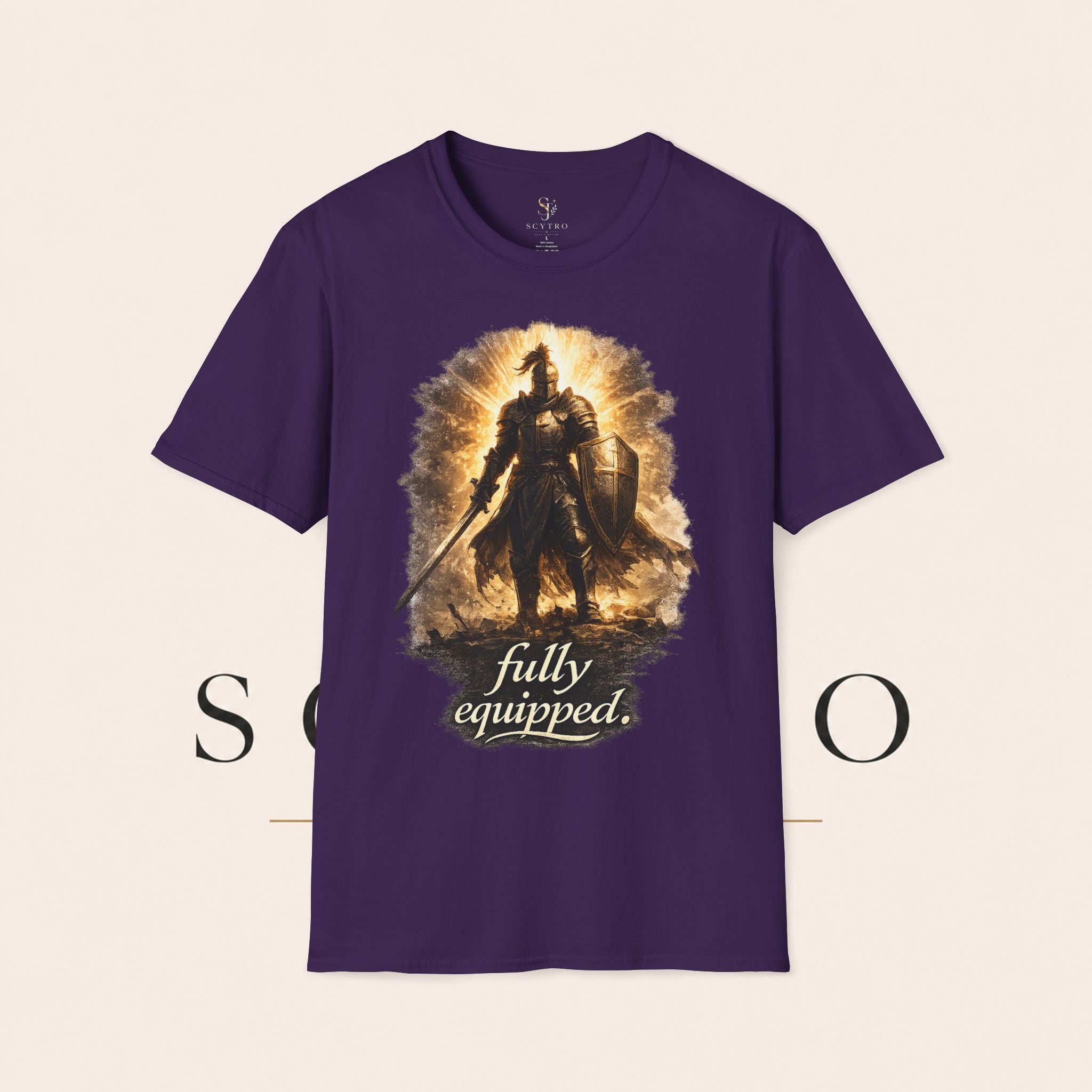 Knight Graphic T-Shirt — 'Fully Equipped' Medieval Armor Gamer Tee