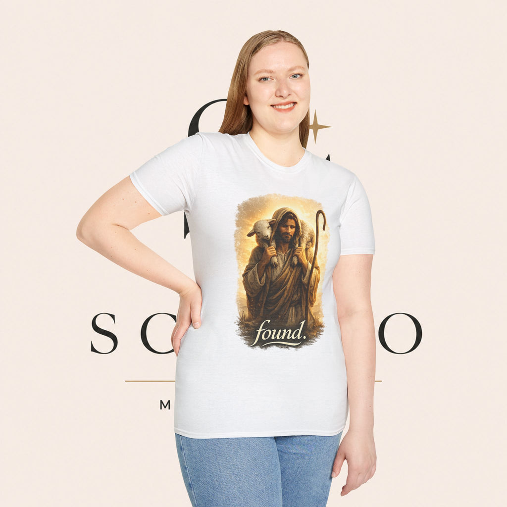 Jesus the Good Shepherd T-Shirt — 'Found.' Christian Faith Tee