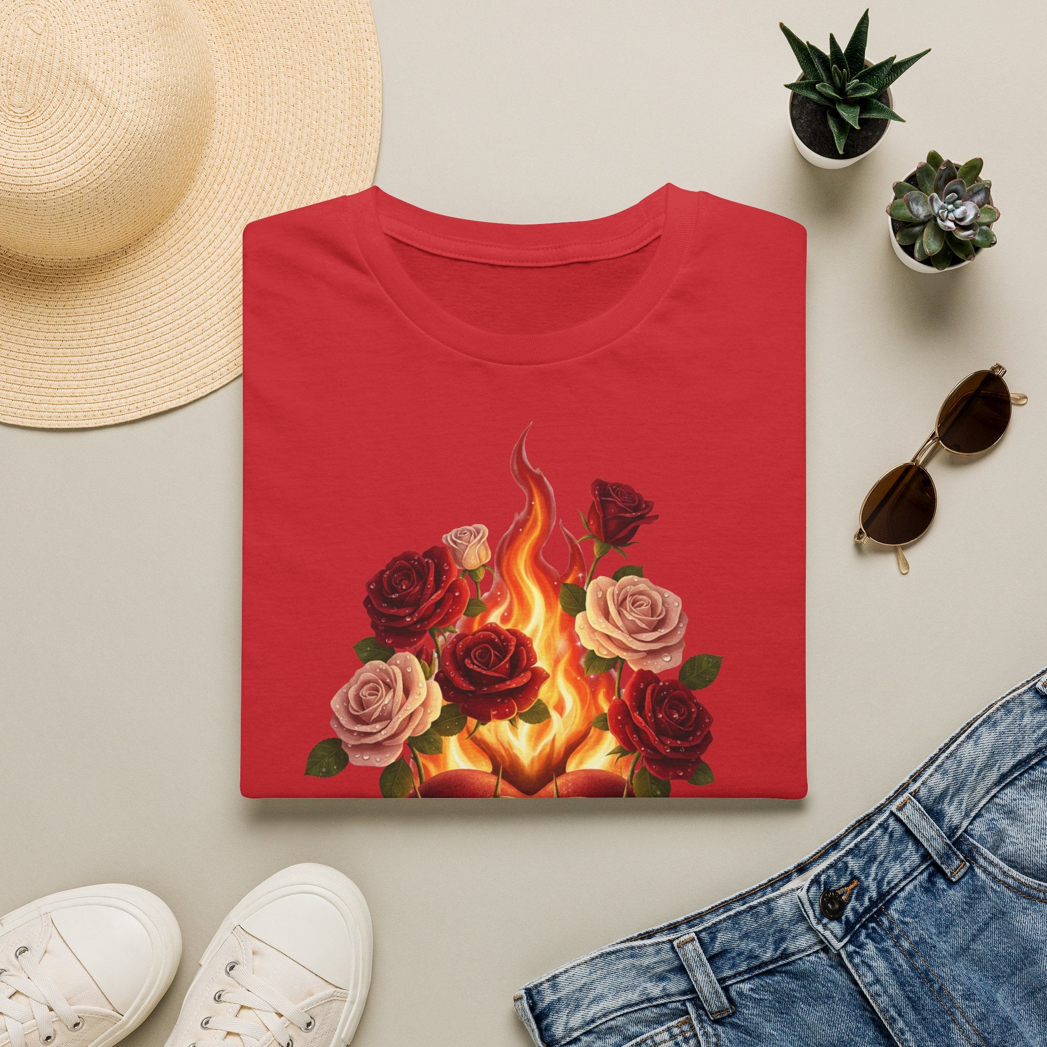 Flaming Heart & Roses T-Shirt