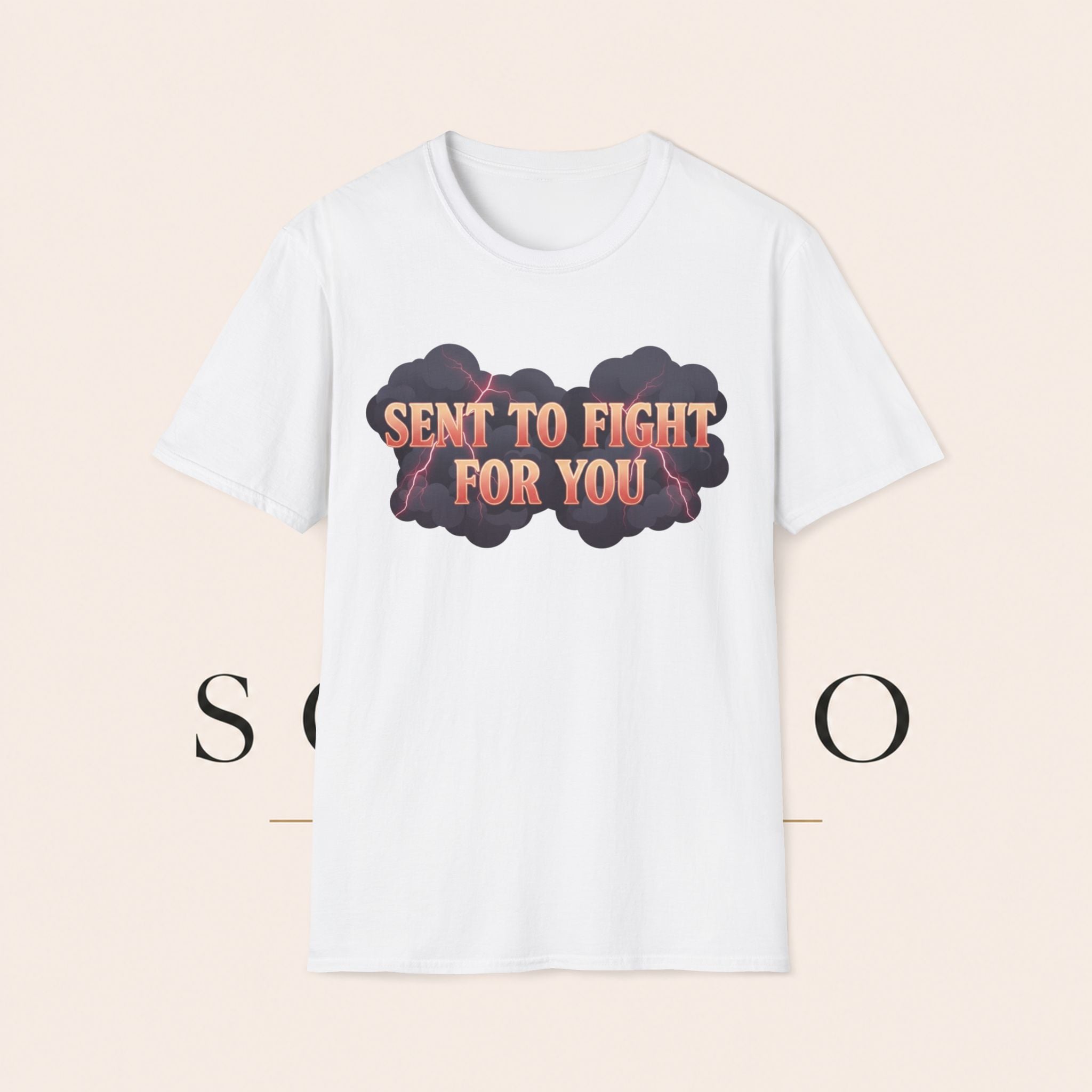 Sent to Fight for You T-Shirt — Bold Cloud Graphic Faith Tee