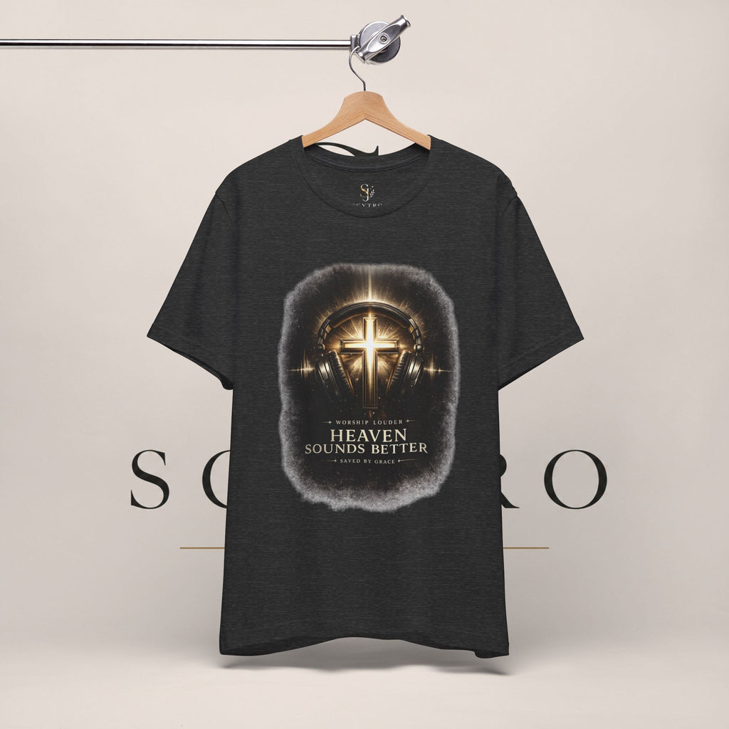 Youth Christian T‑Shirt - "Heaven Sounds Better" Cross Headphones Graphic Tee