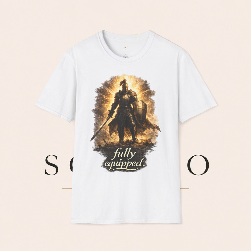 Knight Graphic T-Shirt — 'Fully Equipped' Medieval Armor Gamer Tee