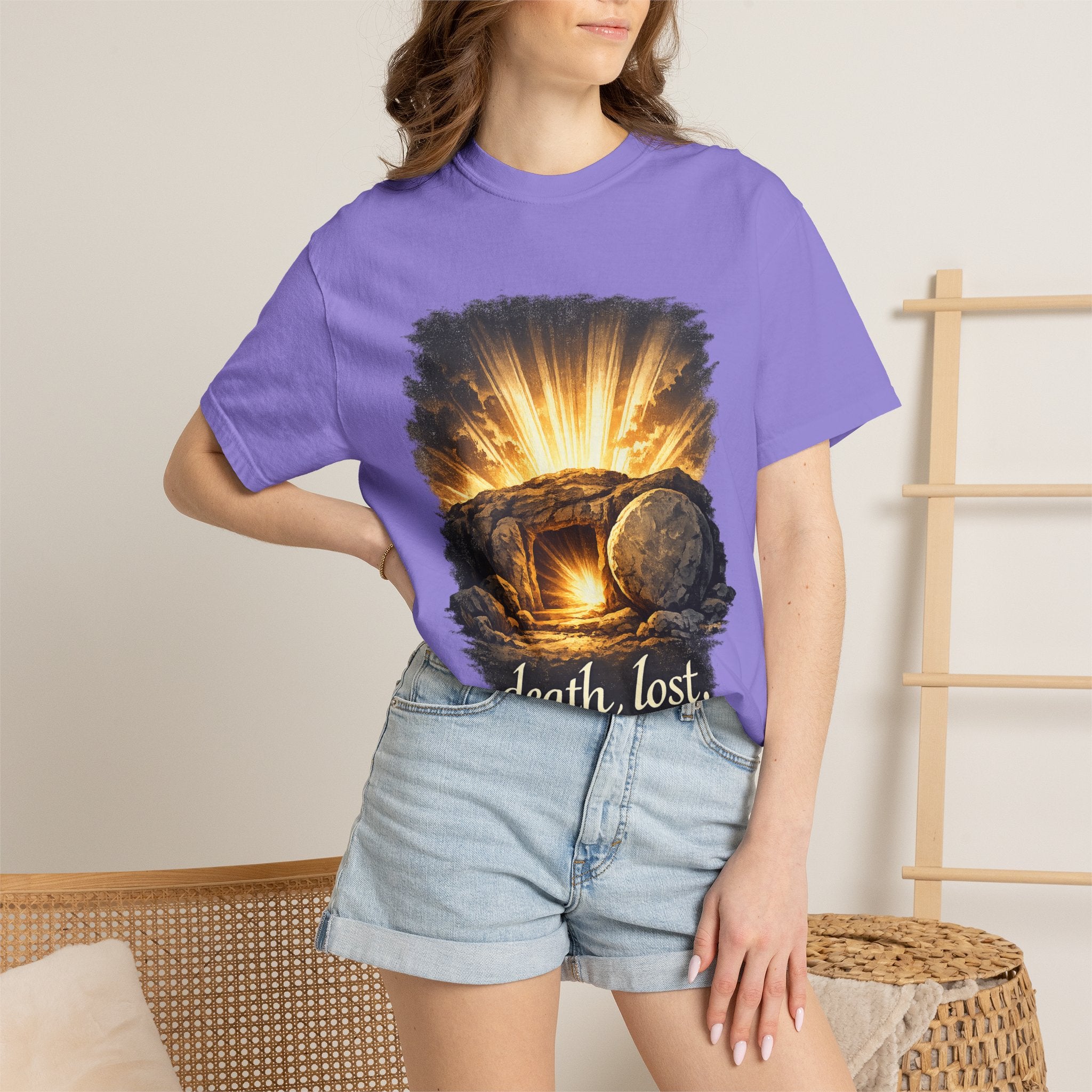 T-Shirt — Sunrise Tomb Graphic ‘death, lost.’ Memorial Tee