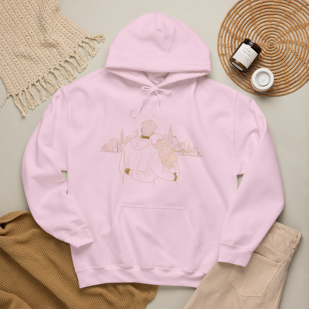 Couple Silhouette Hoodie – Romantic Cityscape 'Together' Pullover