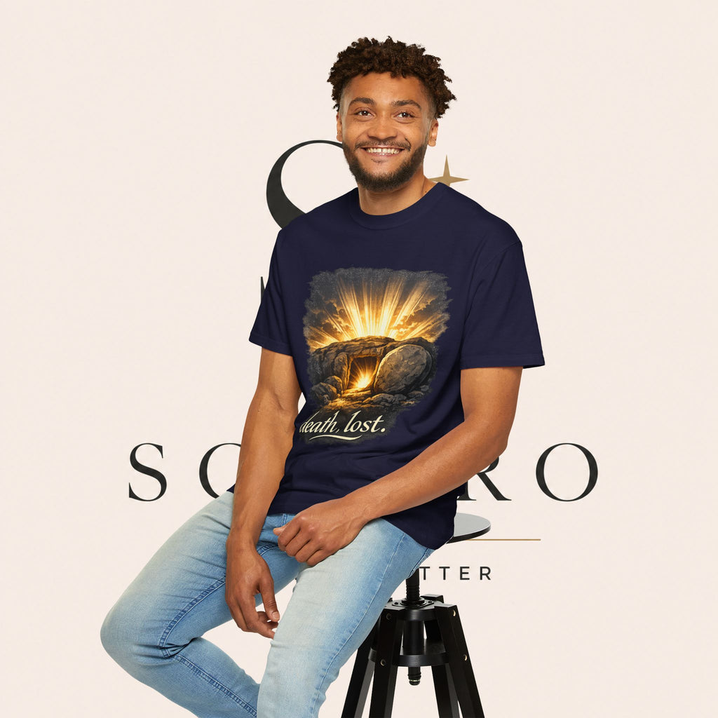 T-Shirt — Sunrise Tomb Graphic ‘death, lost.’ Memorial Tee