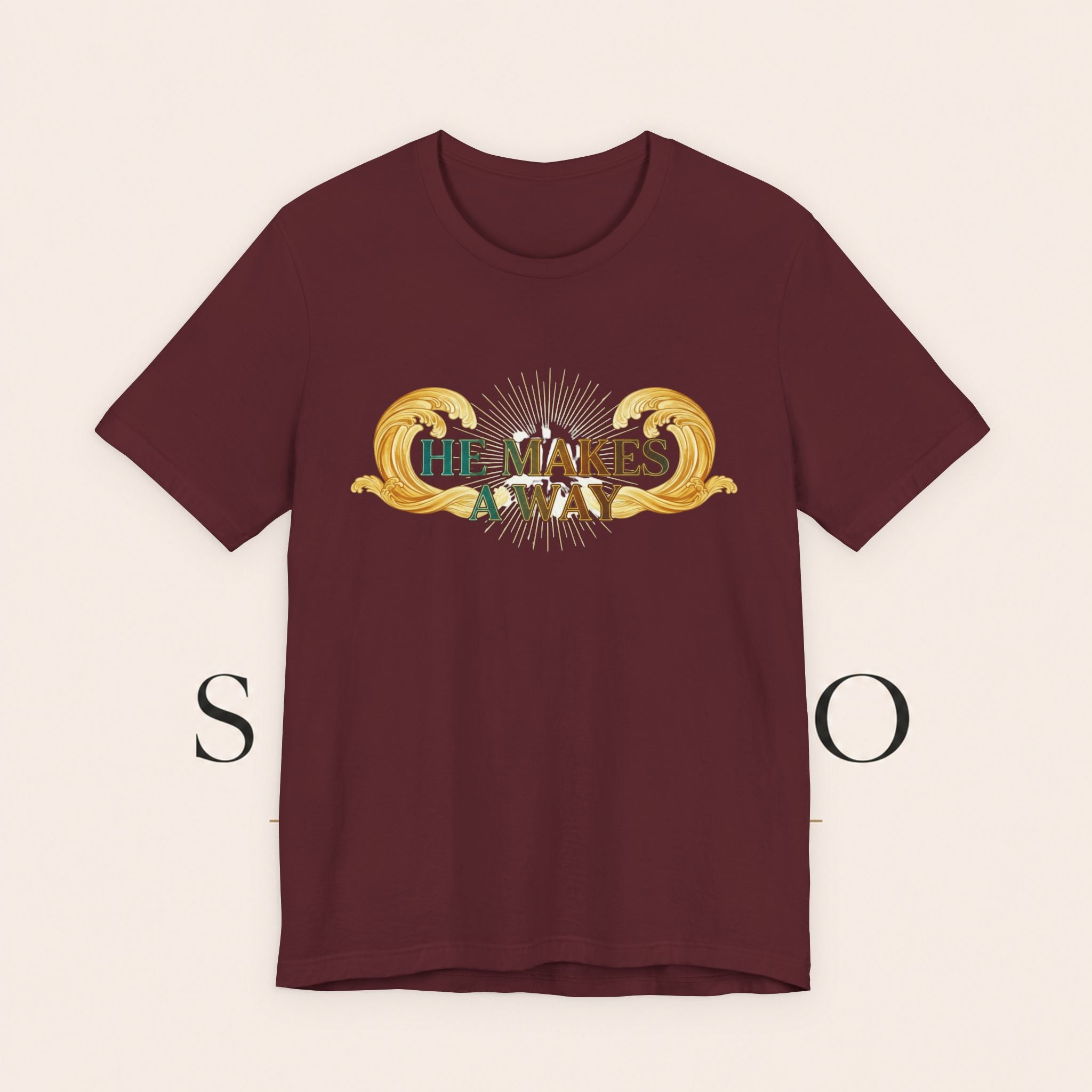 He Makes A Way T-Shirt — Faith Christian Tee with Parting Seas Back Graphic