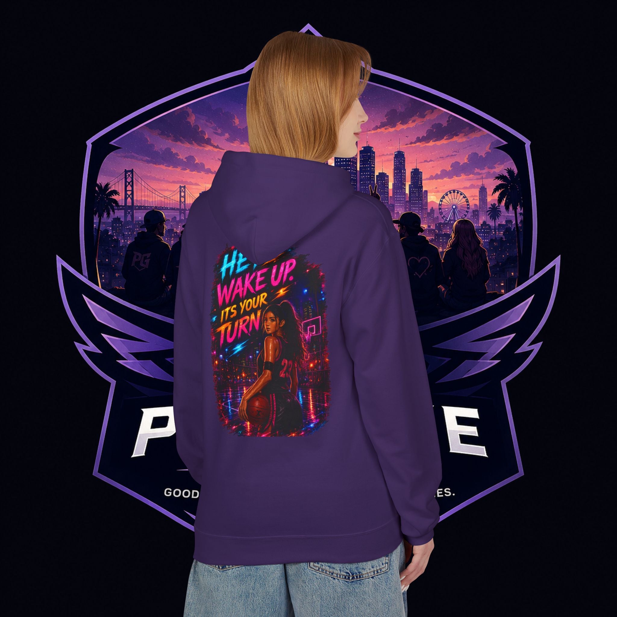 PG CZAR  "Hey Wake Up, It's Your Turn" Back Print PG 'Bruh Throw Now!' Graphic Hoodie