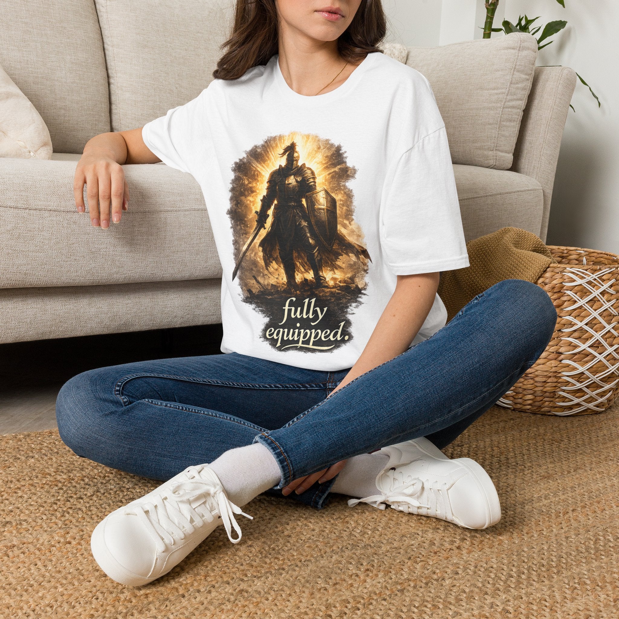 Knight Graphic T-Shirt — 'Fully Equipped' Medieval Armor Gamer Tee