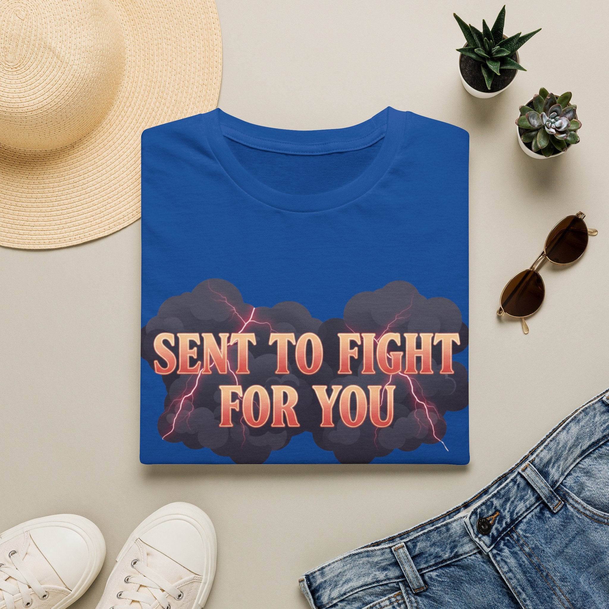 Sent to Fight for You T-Shirt — Bold Cloud Graphic Faith Tee