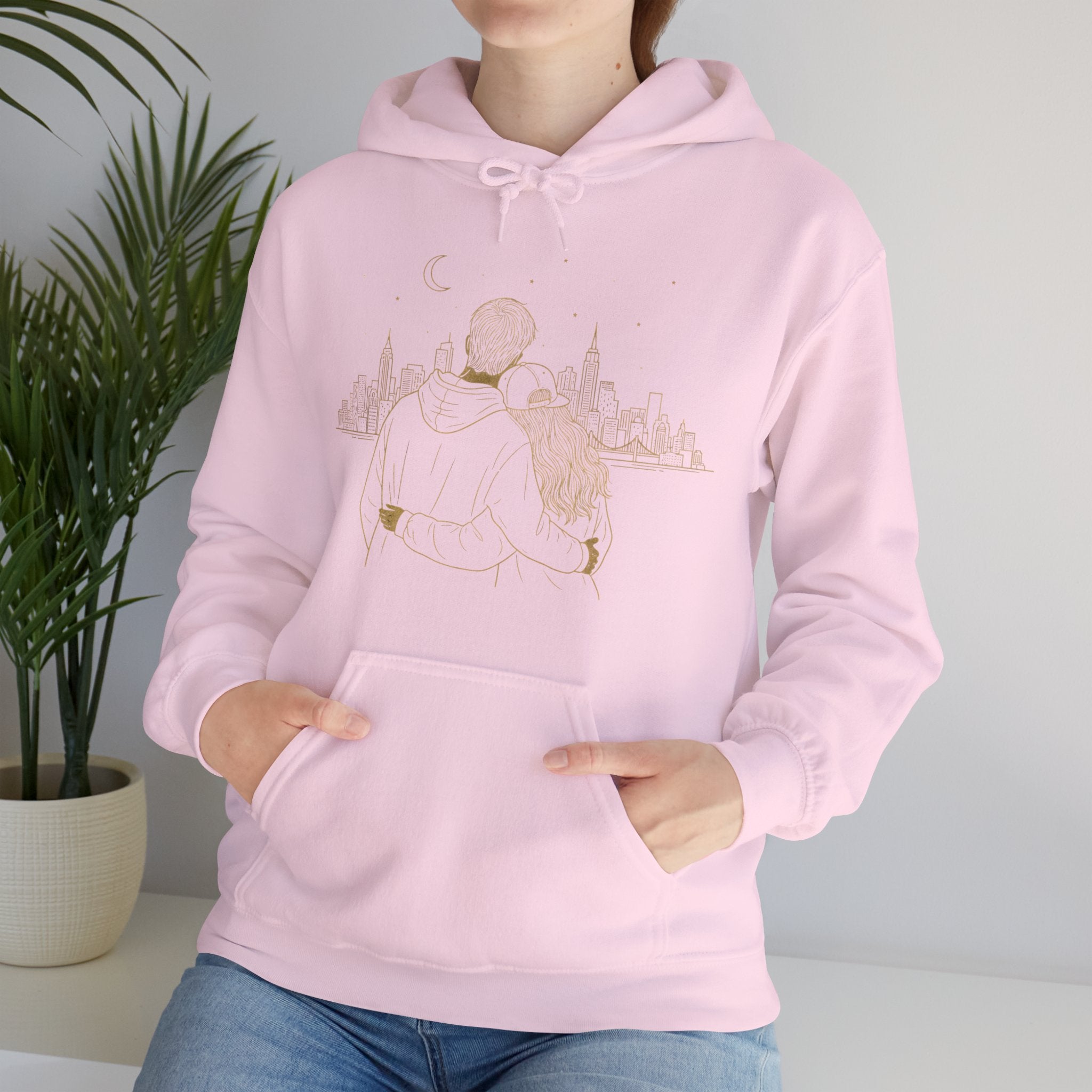 Couple Silhouette Hoodie – Romantic Cityscape 'Together' Pullover