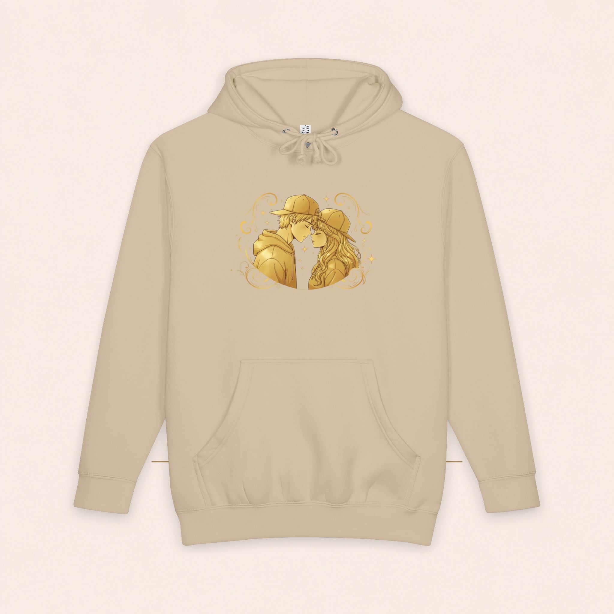 Romantic Golden Kiss Hoodie — Couples Illustration Pullover