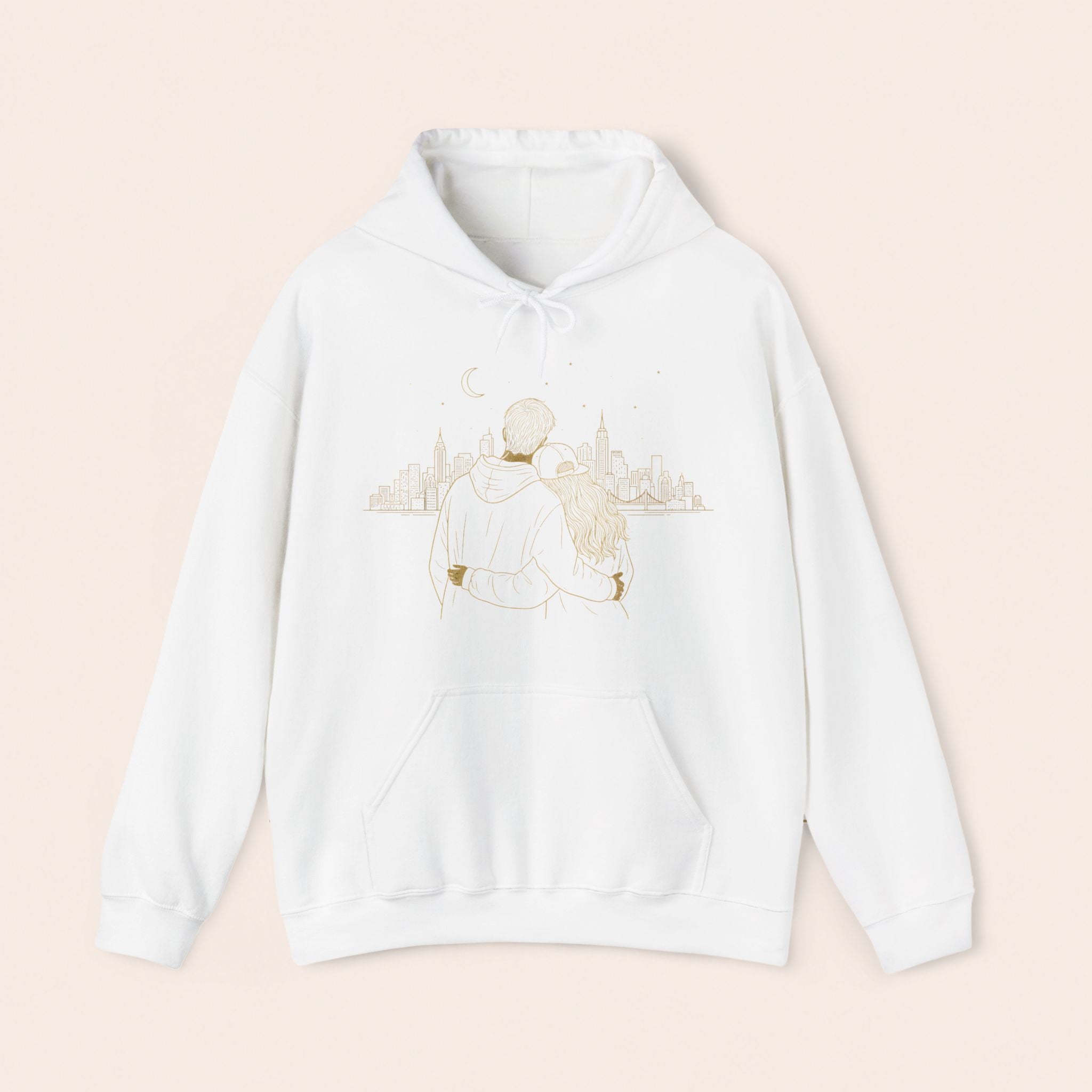 Couple Silhouette Hoodie – Romantic Cityscape 'Together' Pullover