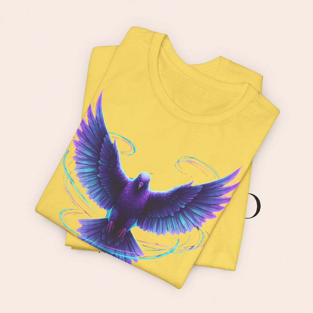 Mystic Raven Tee — Purple Glowing Dove Graphic T-Shirt