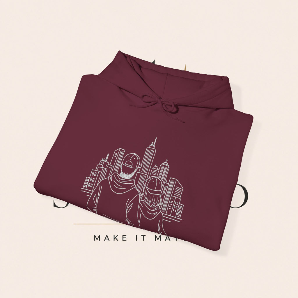 City Couples Hoodie — Matching Skyline Couple Sweatshirt