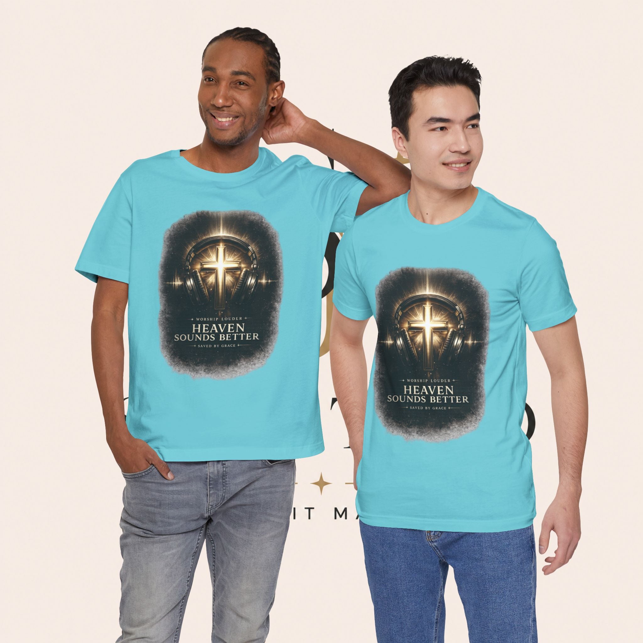 Youth Christian T‑Shirt - "Heaven Sounds Better" Cross Headphones Graphic Tee