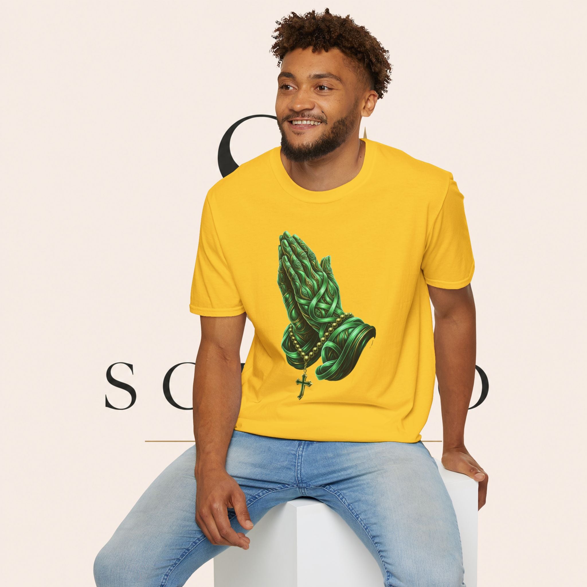 Praying Hands T‑Shirt — Green Vines Prayer Hands Graphic Tee
