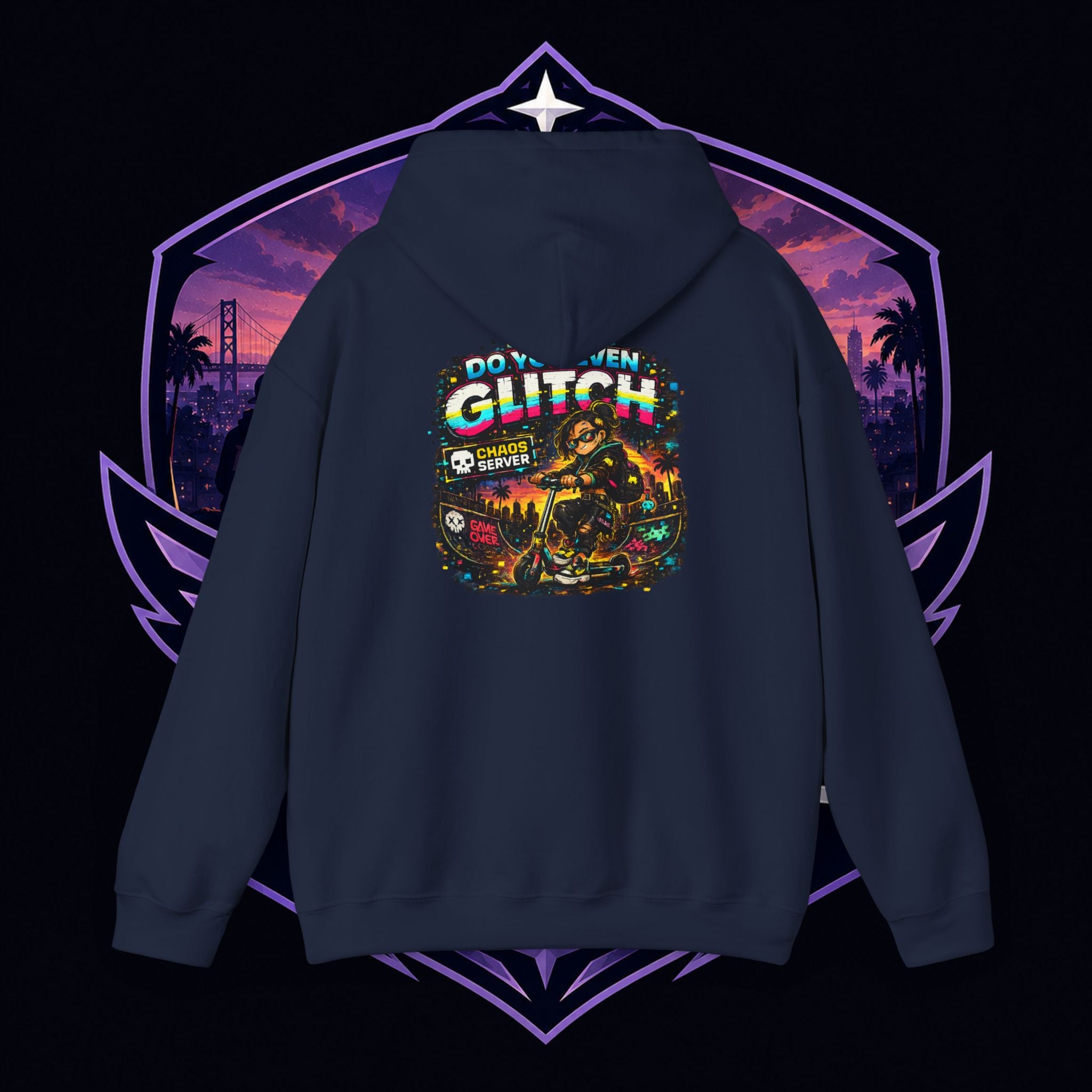 Born Glitch Hoodie — Retro Cyberpunk Vaporwave Graphic Sweatshirt