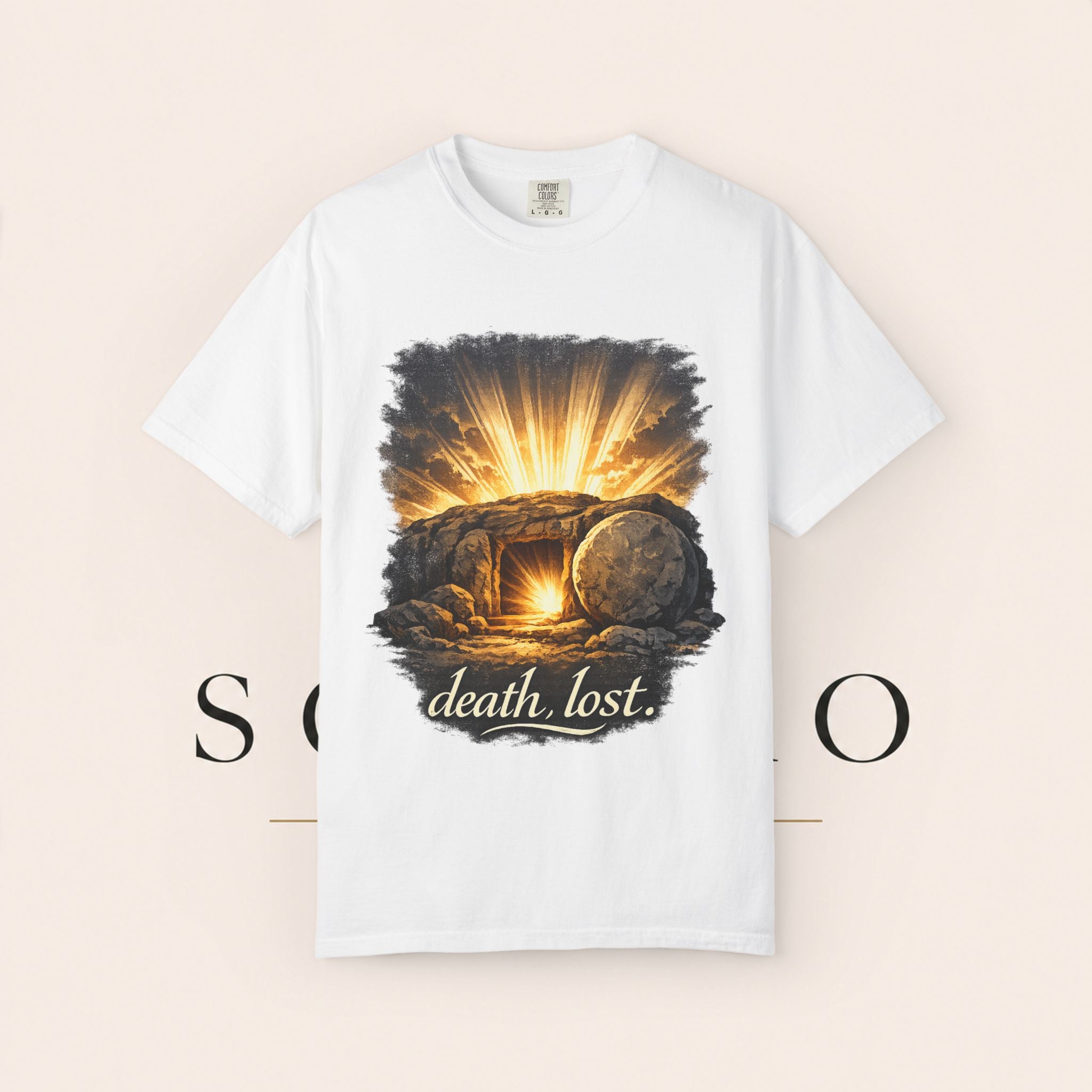 T-Shirt — Sunrise Tomb Graphic ‘death, lost.’ Memorial Tee
