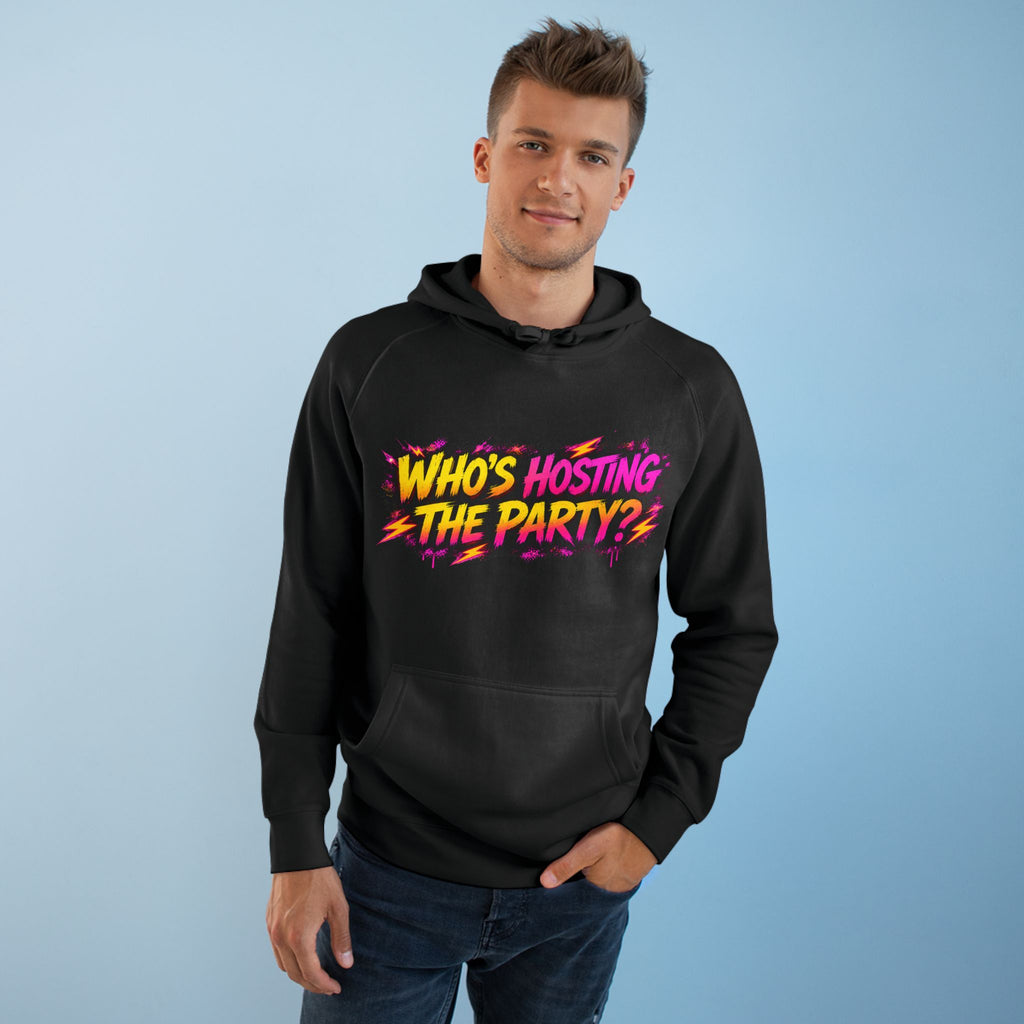 PG SUZY Party Graphic Hoodie — "Who's Hosting the Party?" Retro Concert Pullover