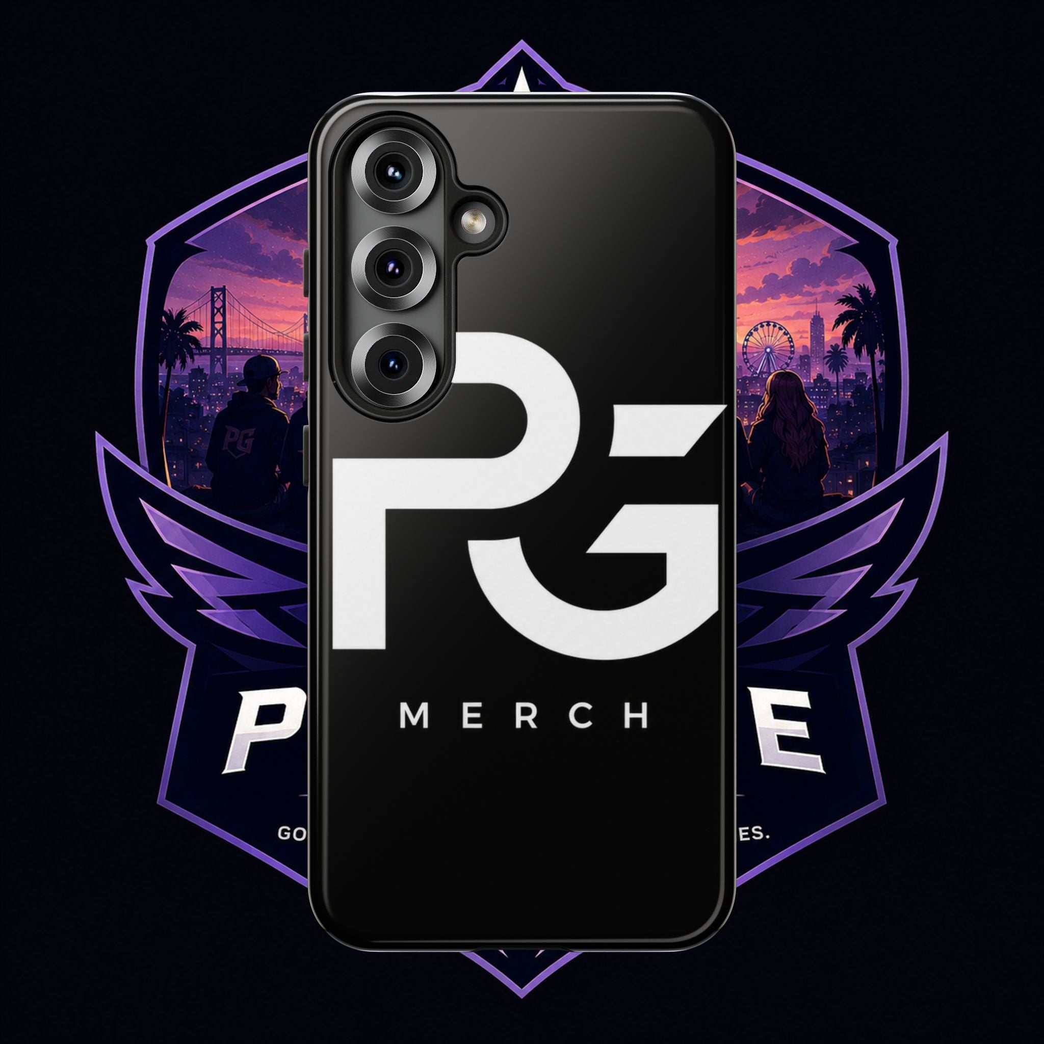 PG CUSTOMIZED RG Merch Tough Phone Case – Black Protective Phone Cover with Bold Logo