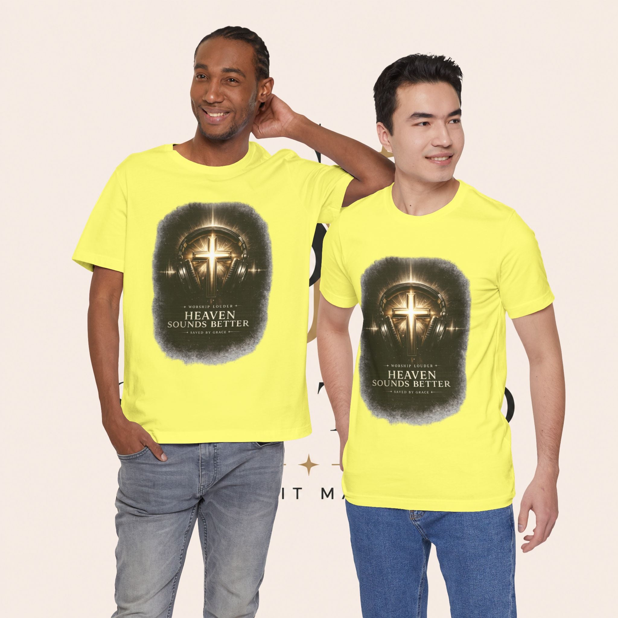 Youth Christian T‑Shirt - "Heaven Sounds Better" Cross Headphones Graphic Tee