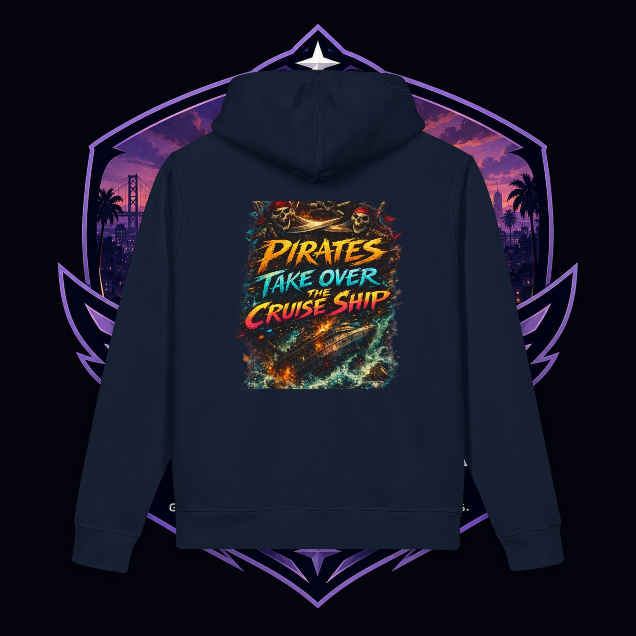 PG GIANINA Pirates Take Over Cruise Ship Hoodie — Graphic Pirate Design Sweatshirt