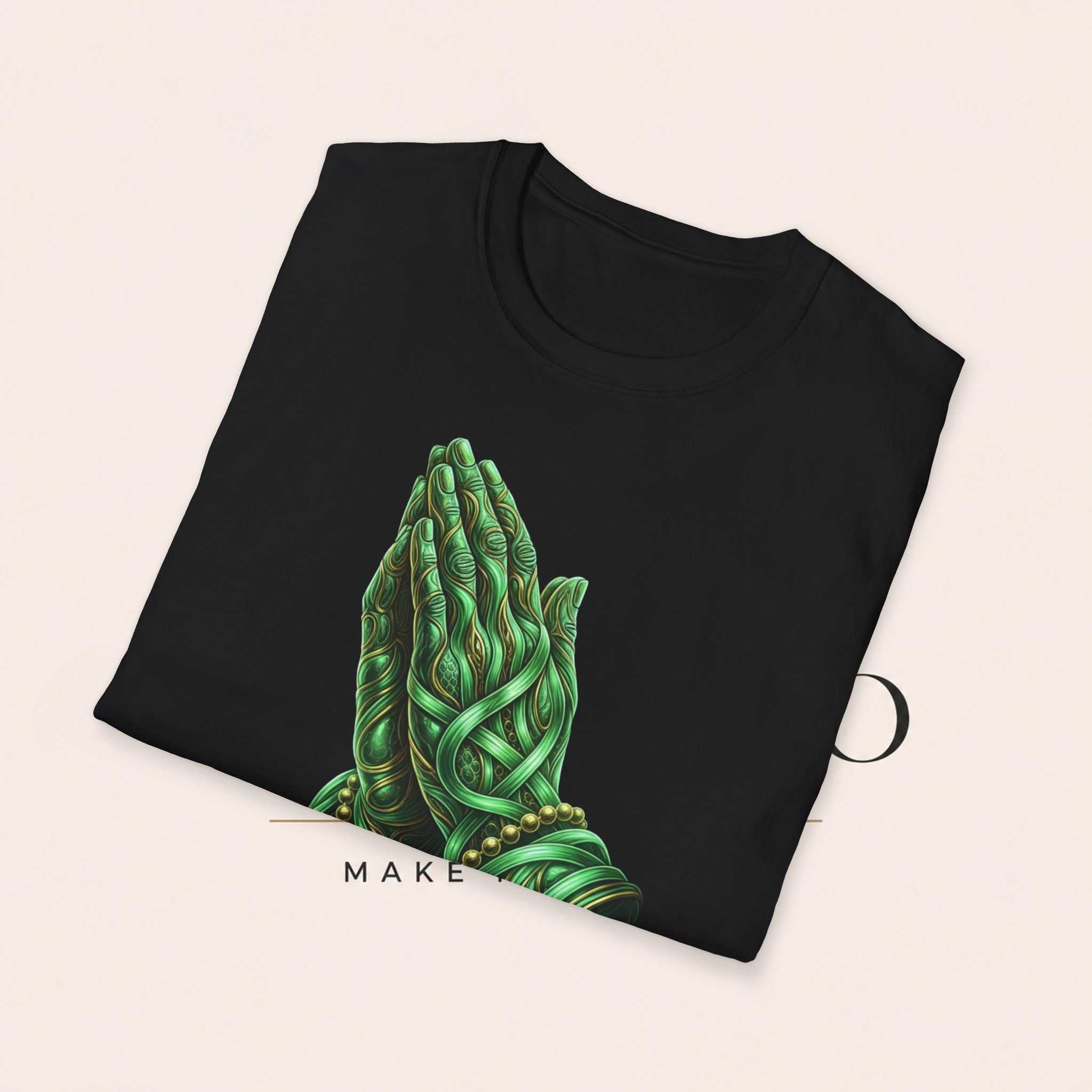 Praying Hands T‑Shirt — Green Vines Prayer Hands Graphic Tee