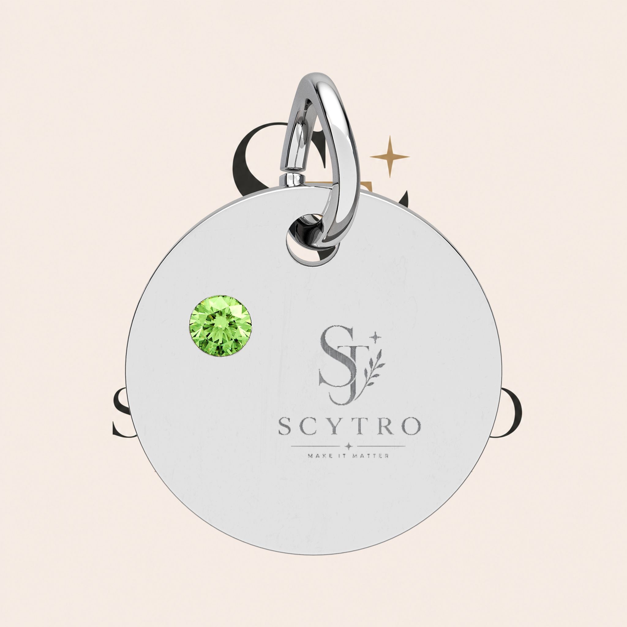 Engravable Birthstone Circle Charm