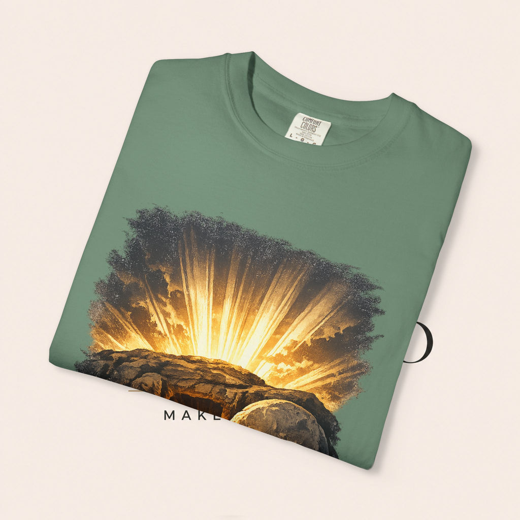 T-Shirt — Sunrise Tomb Graphic ‘death, lost.’ Memorial Tee