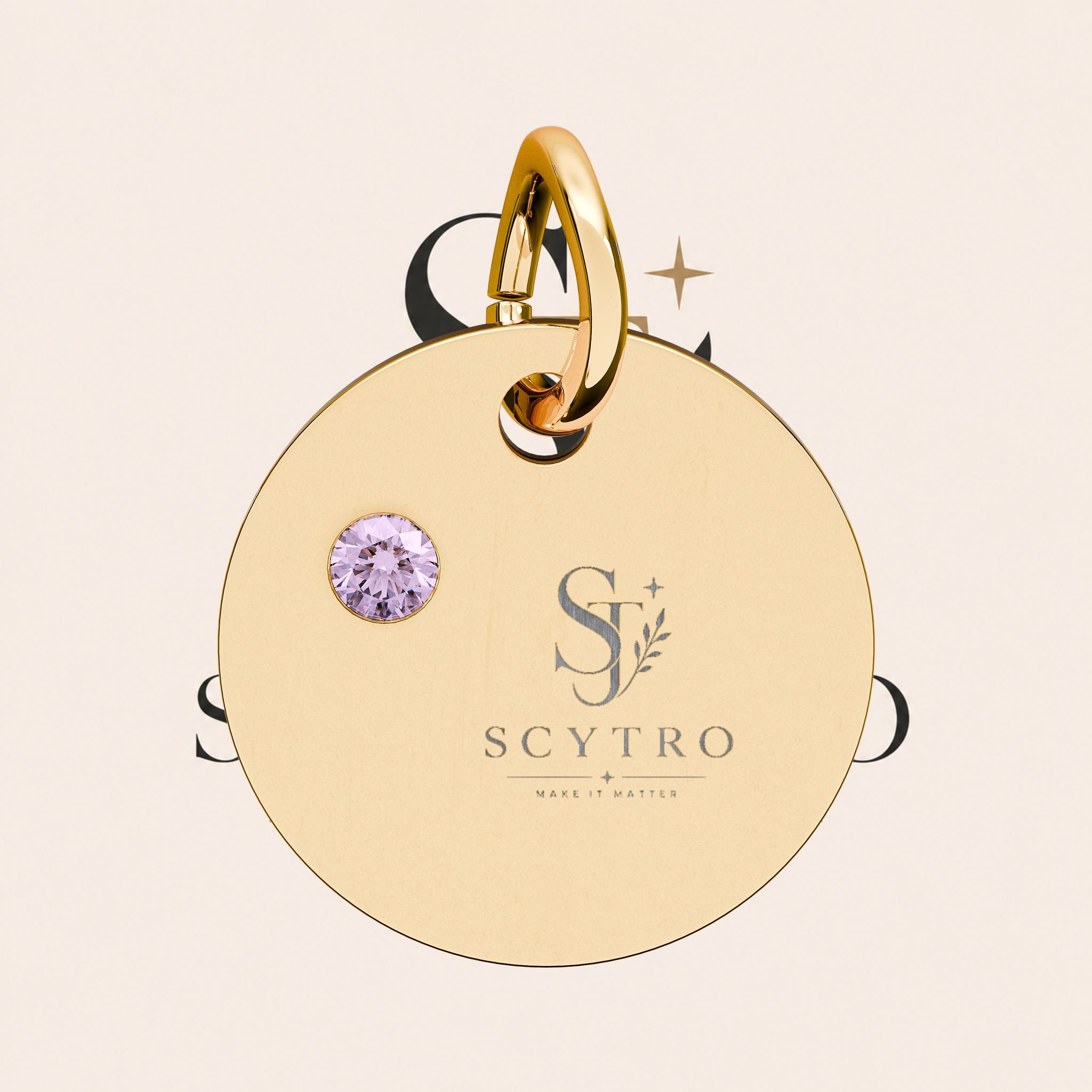 Engravable Birthstone Circle Charm