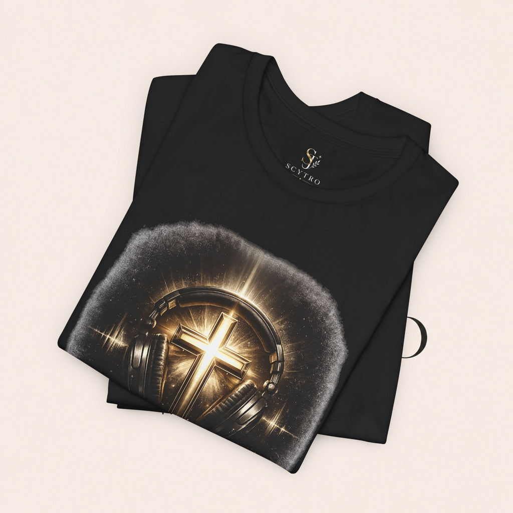 Youth Christian T‑Shirt - "Heaven Sounds Better" Cross Headphones Graphic Tee