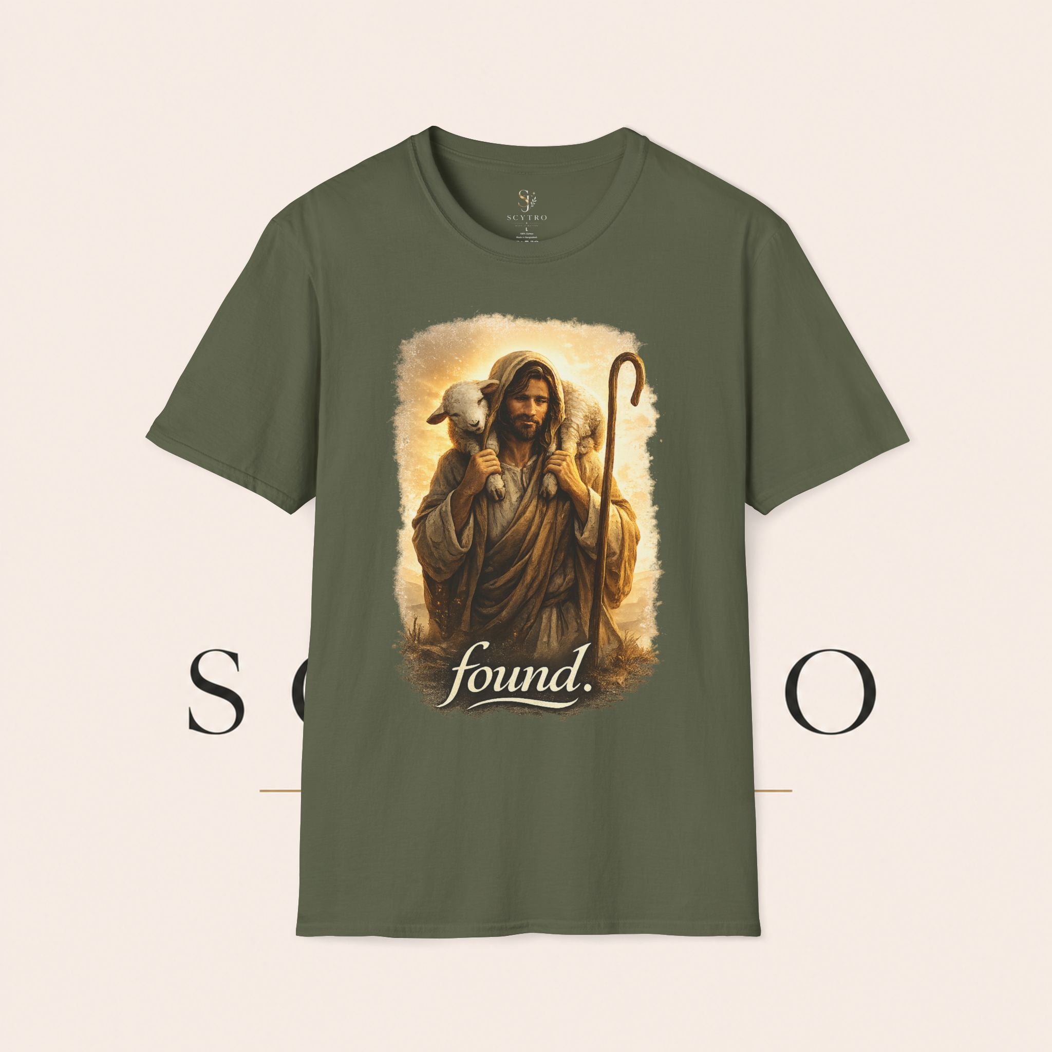 Jesus the Good Shepherd T-Shirt — 'Found.' Christian Faith Tee